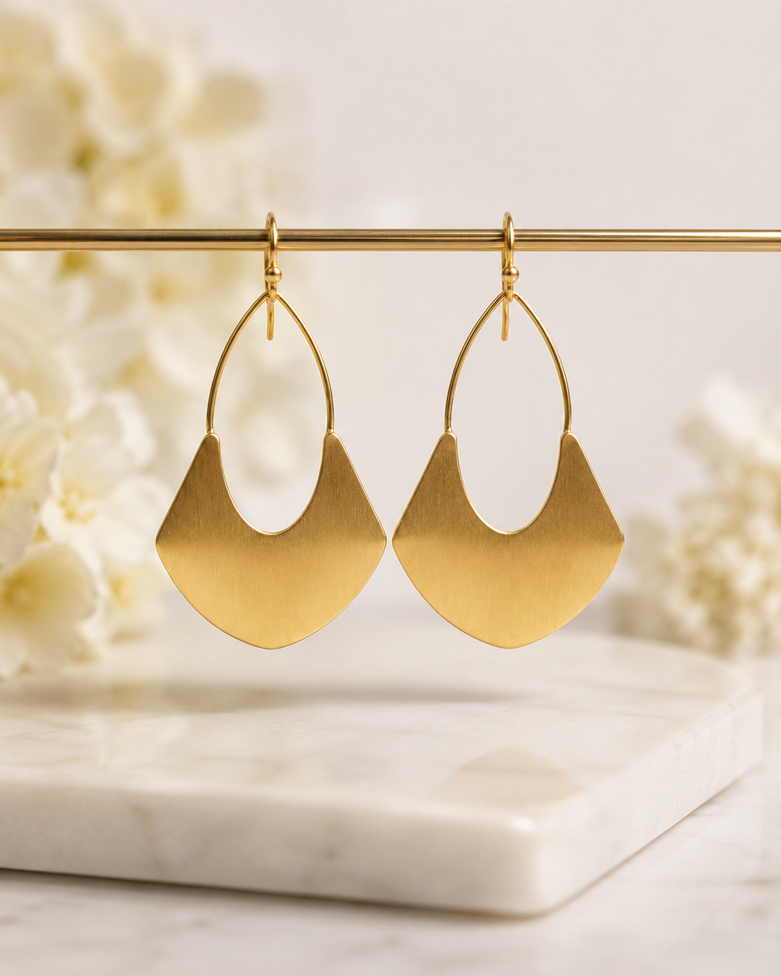 Darcey: Large brushed metal drop earrings