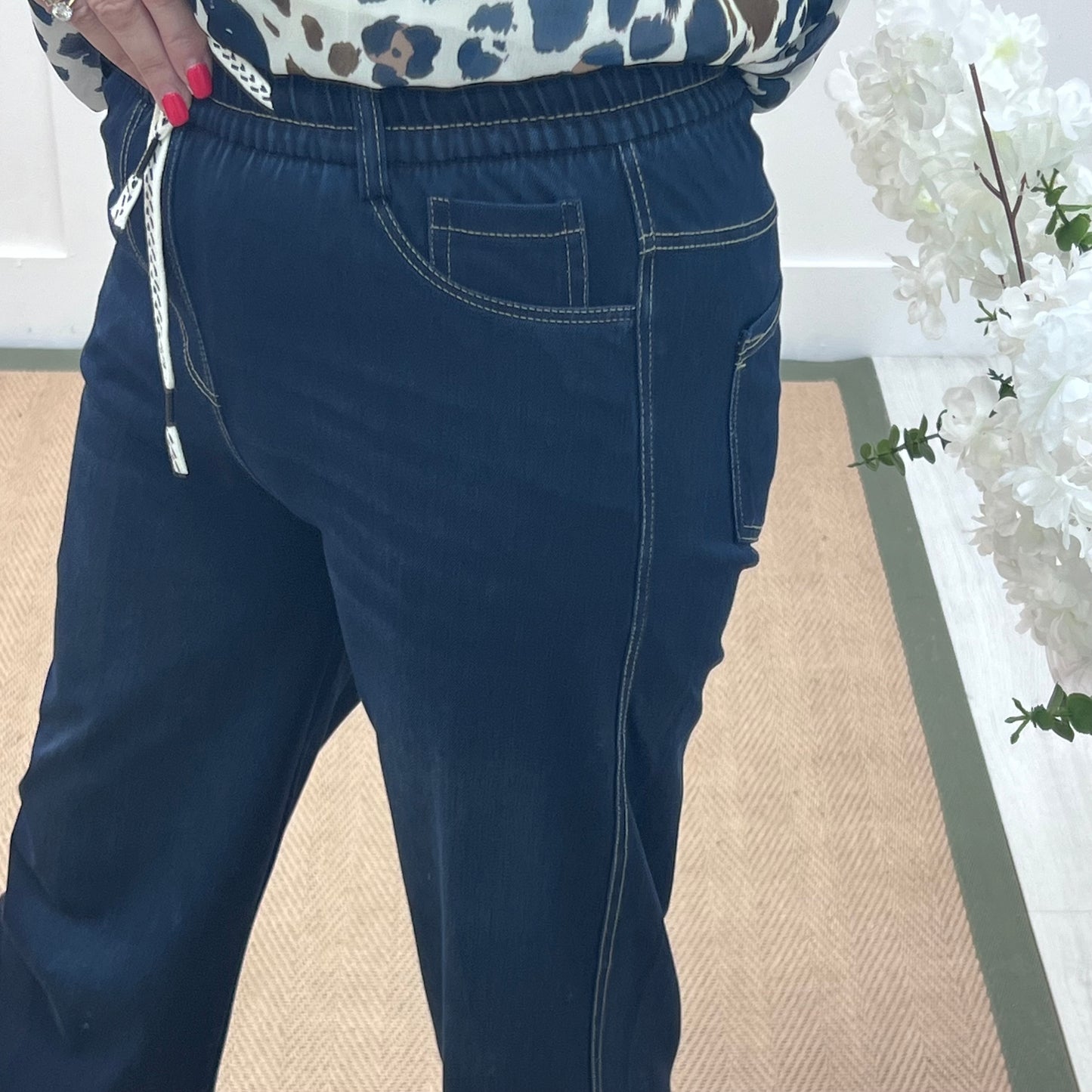 JoJo: Blue stretchy jeans style trousers. 4 Sizes