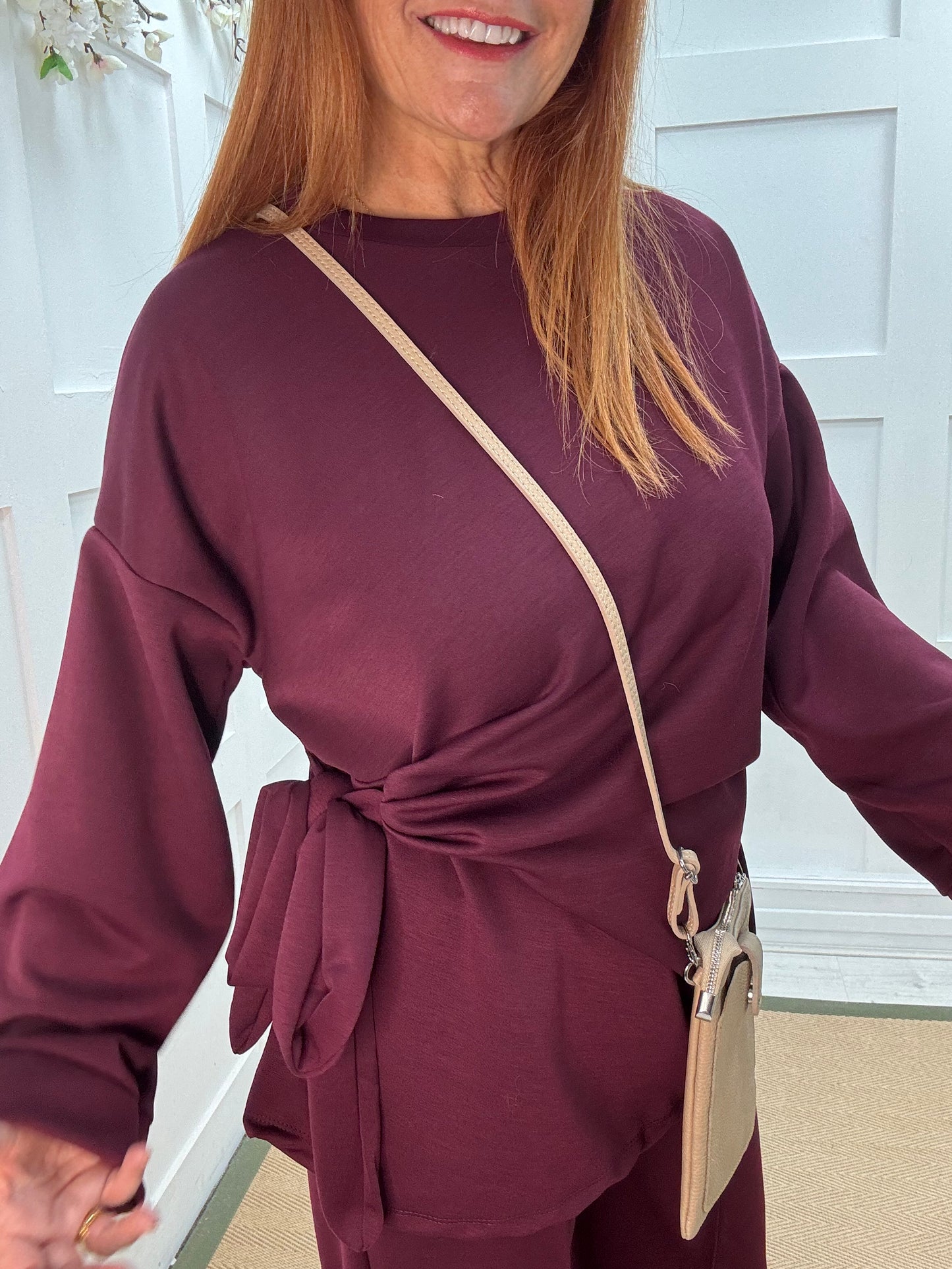 Piper: Burgundy loungewear set. One size: 14 - 20