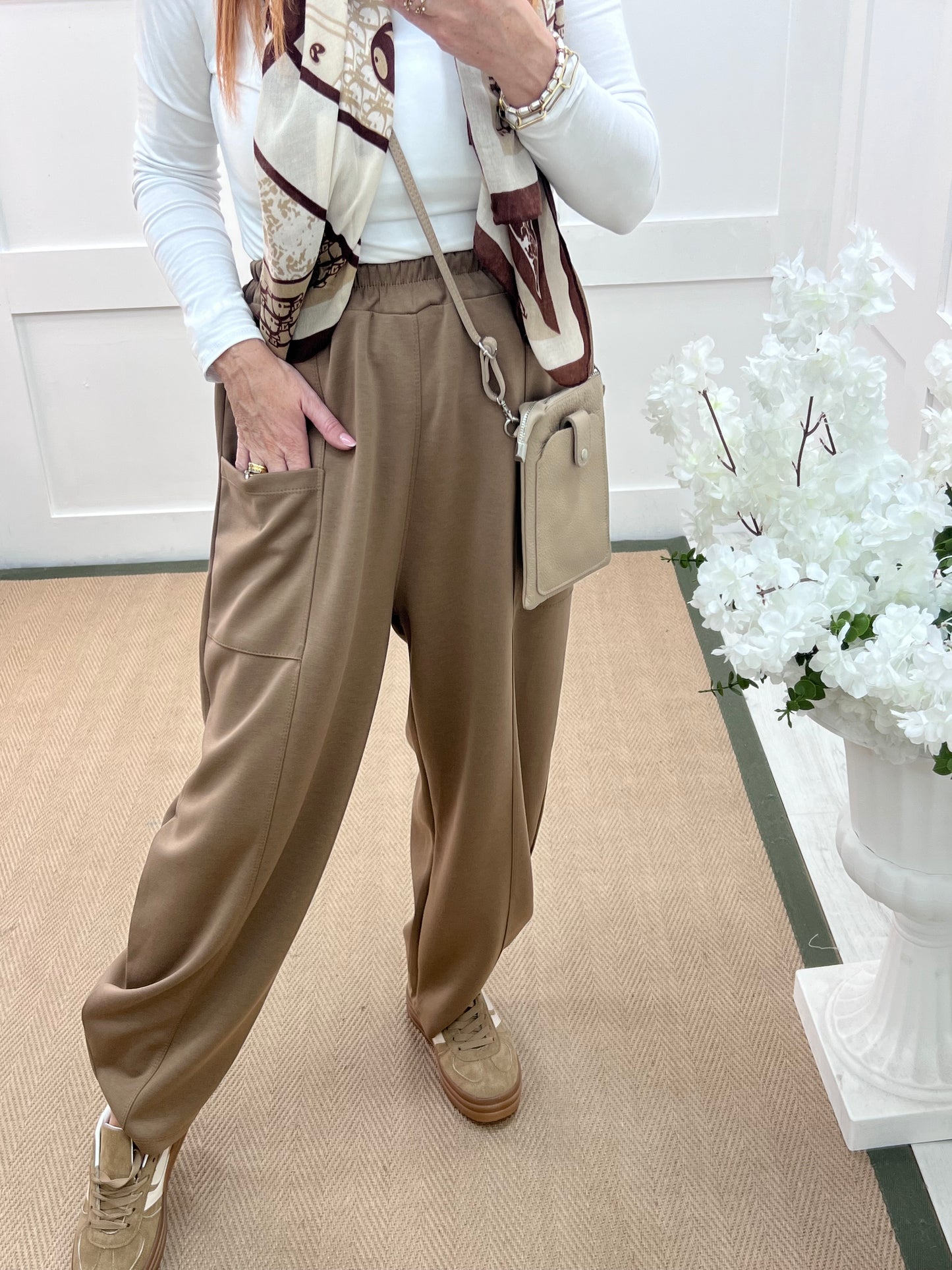 River: Sand cocoon harem trousers. One Sz: 14-20