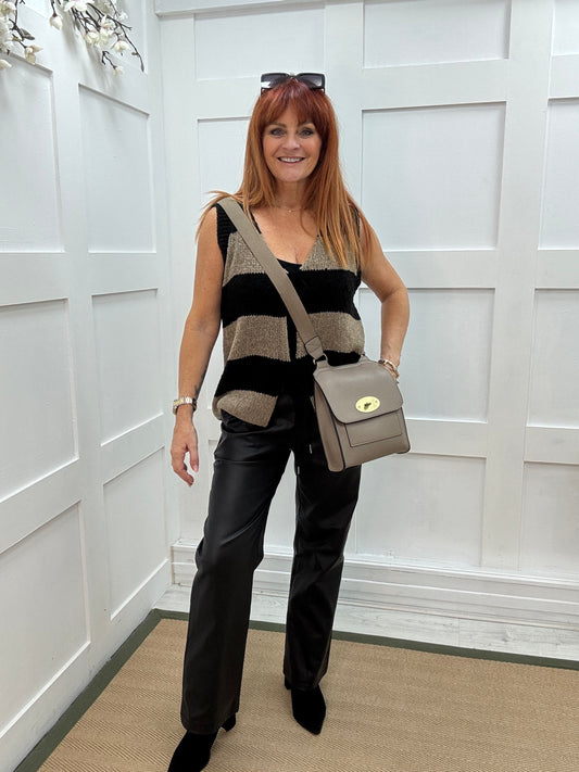 Sasha: Mocha cross body satchel bag