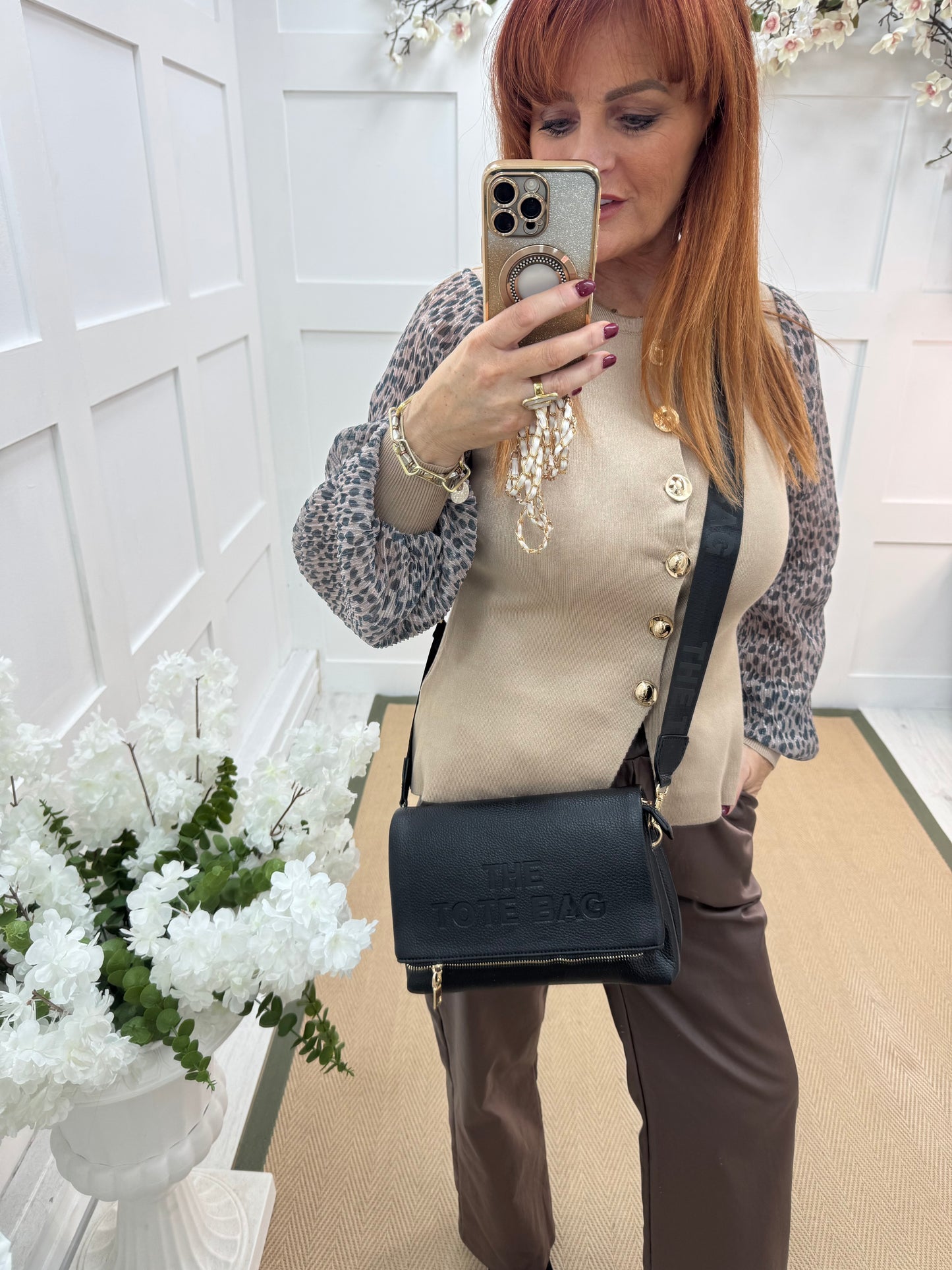 Tammy: Black cross body tote bag