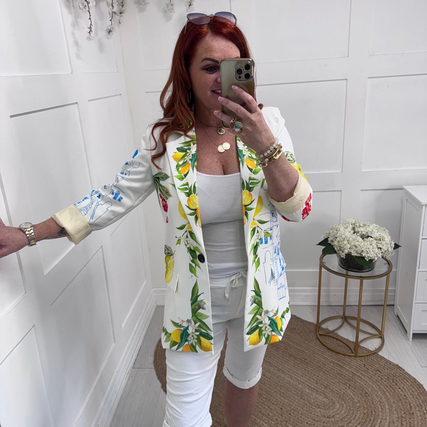 Talulah: White lemons statement blazer. One size: 12-14