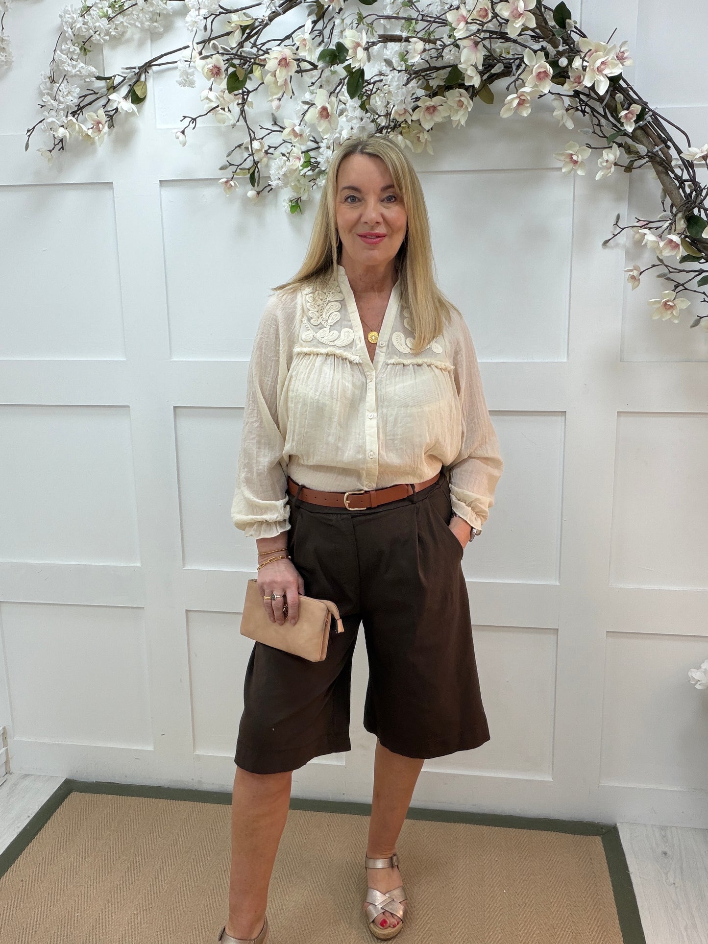 Esme: Cream bohemian embroidered blouse. 2 sizes