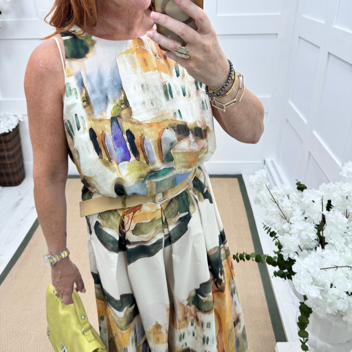 Josie: Cream Amalfi sleeveless top. One size: 10-16