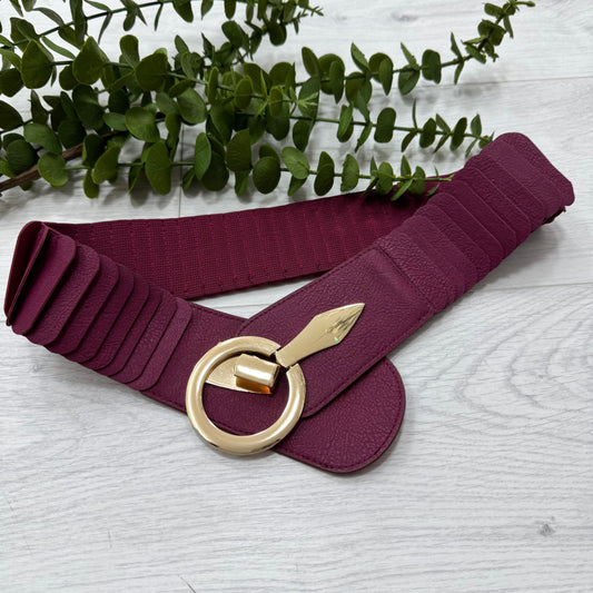 Rina: Stretchy belt with large buckle. One Size 10-18