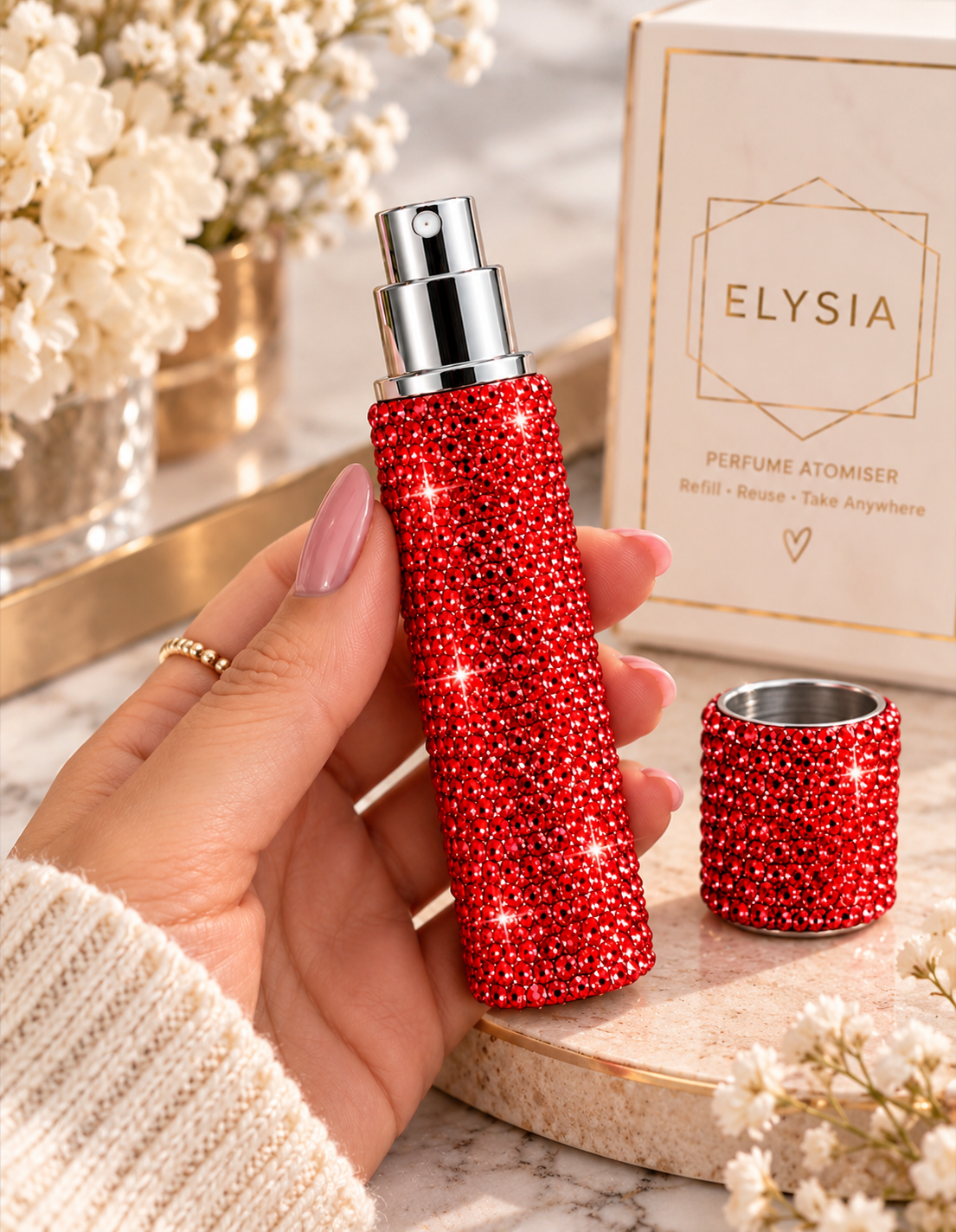 Crystal refillable perfume atomiser-10ml. Various colours