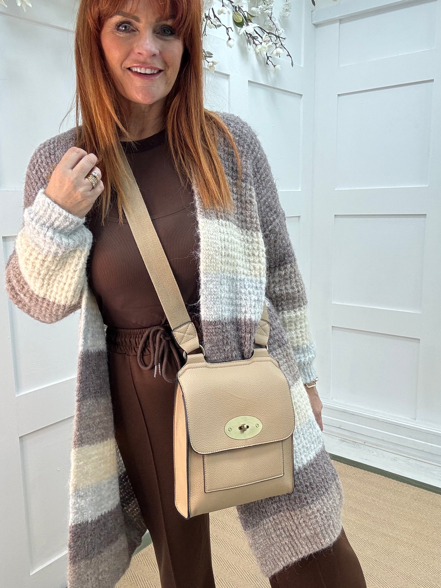 Sasha: Sand cross body satchel bag