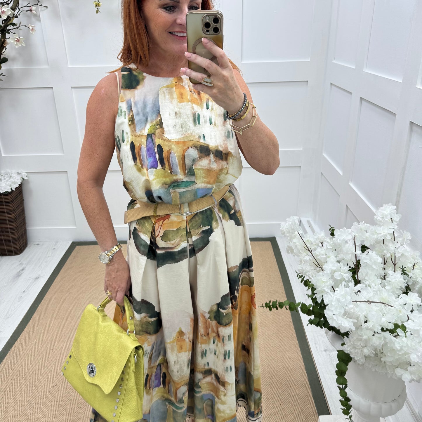Josie: Cream Amalfi sleeveless top. One size: 10-16
