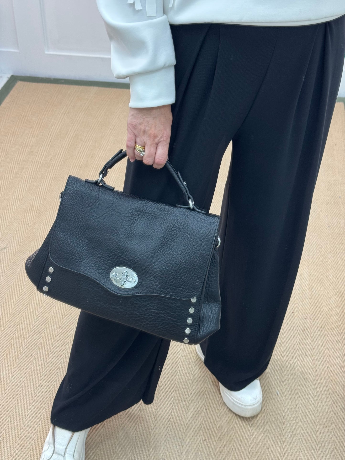 Flora: Large black studded grab bag