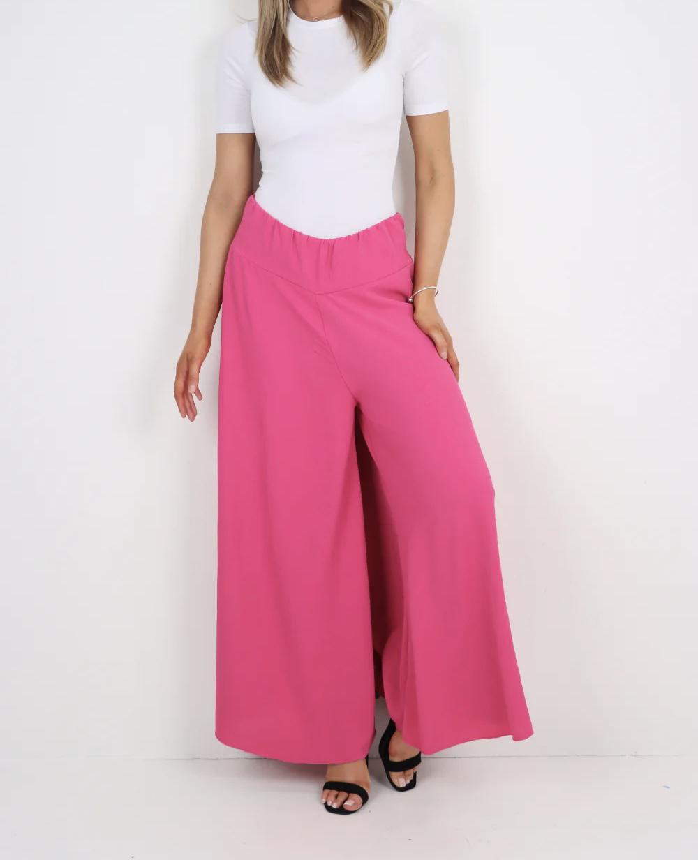 Kimmi: Stretchy wide leg palazzo trousers. One size 14-22