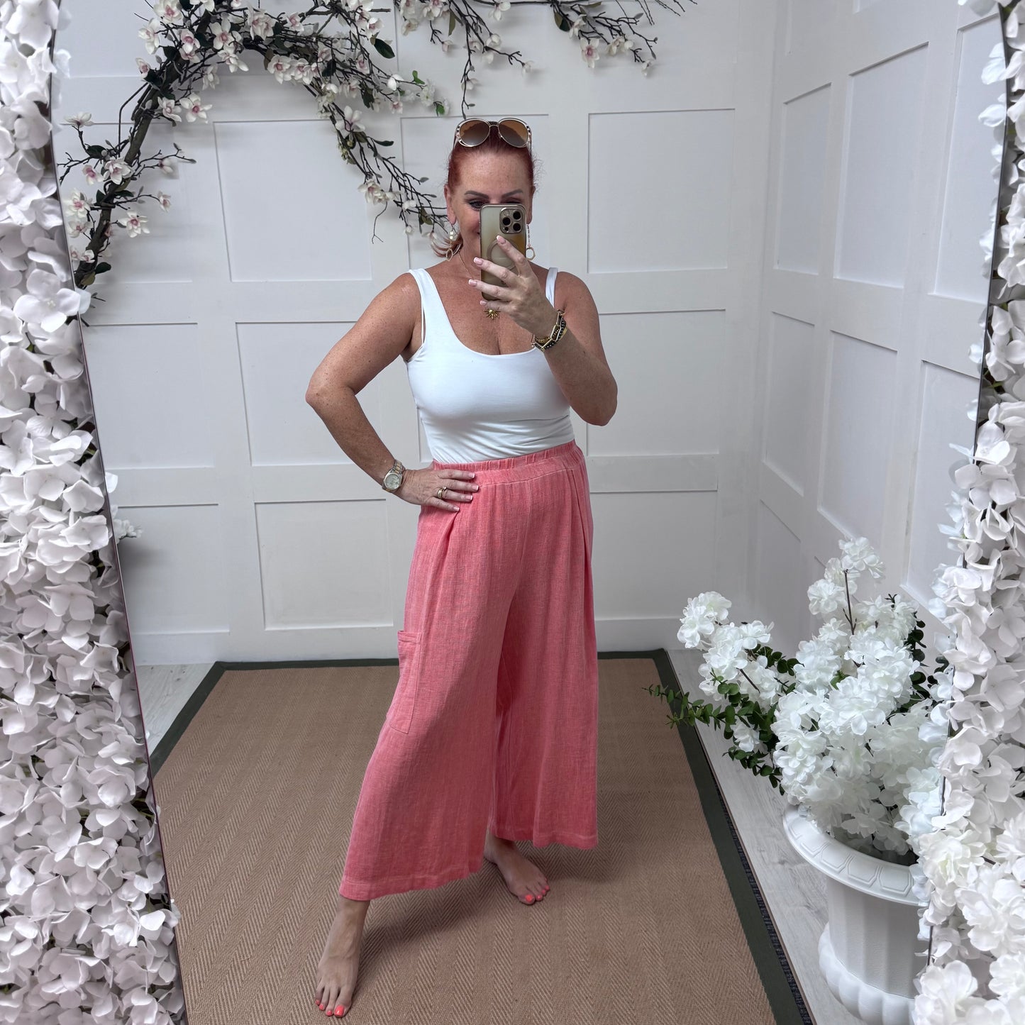 Pixi: Coral hop sack 3/4 trousers. One size: 10-18