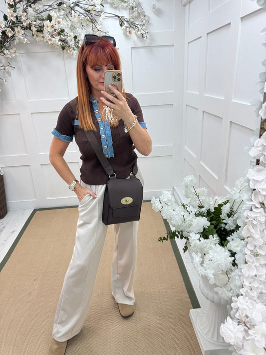 Sasha: Brown cross body satchel bag