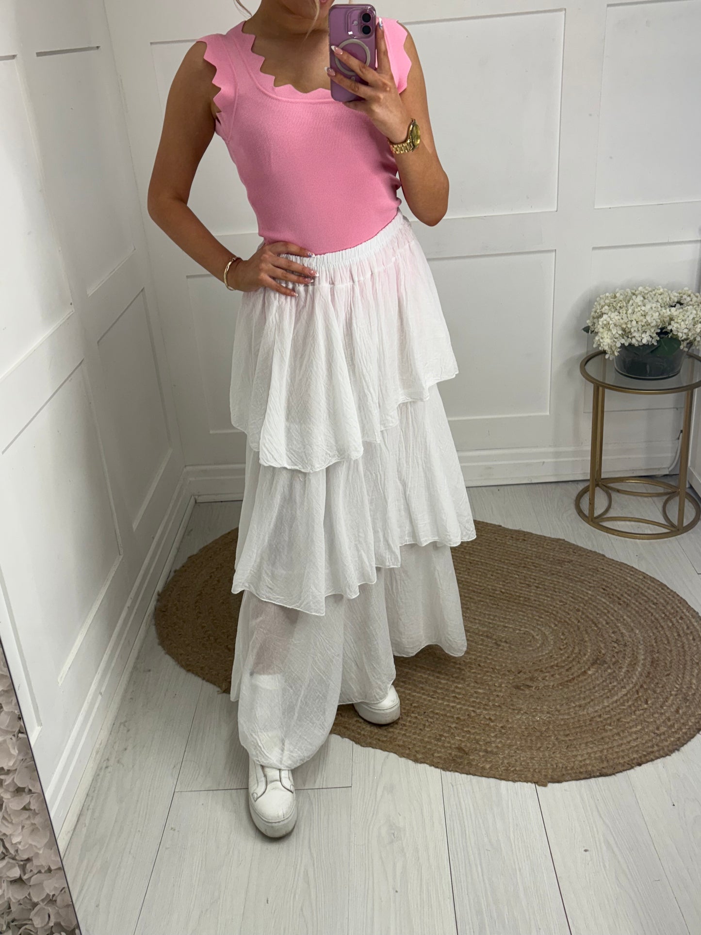 Fliss: White cotton rara skirt. One size: 12-24