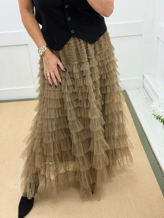 Tiara: Tulle layered maxi skirt. One size: 10-20. 2 colours