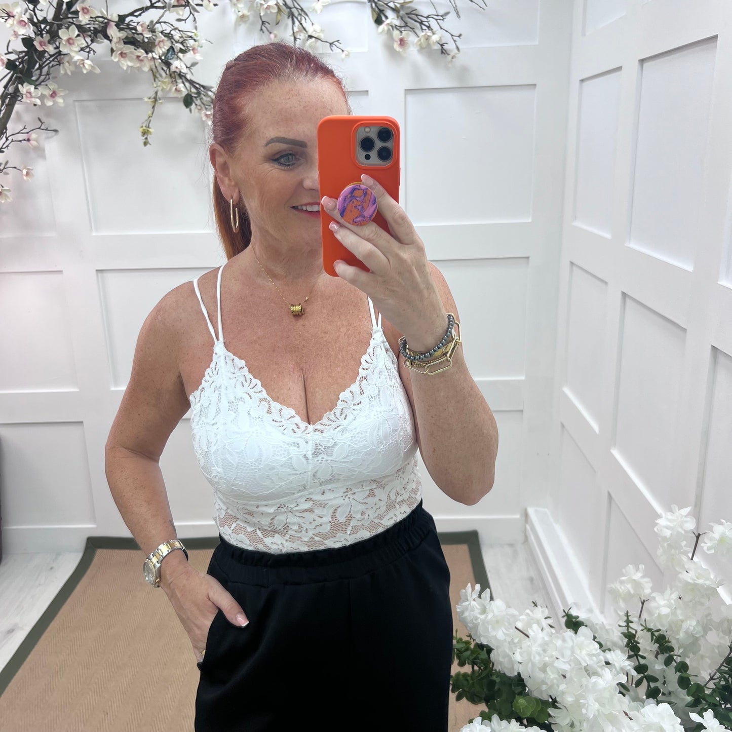 Fifi: White strappy lace bralette. One size 8-12