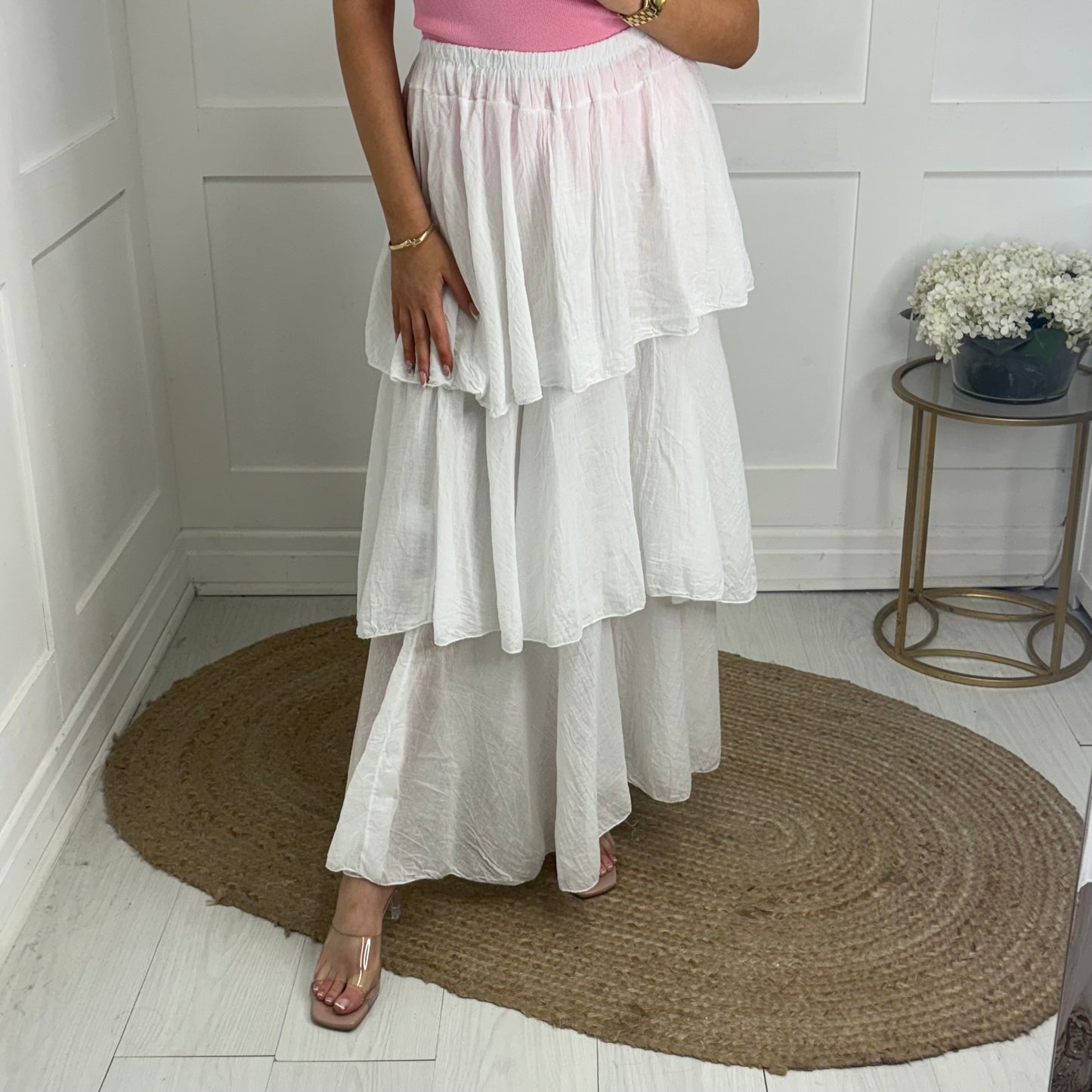 Fliss: White cotton rara skirt. One size: 12-24