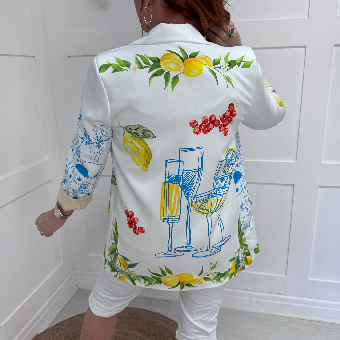 Talulah: White lemons statement blazer. One size: 12-14