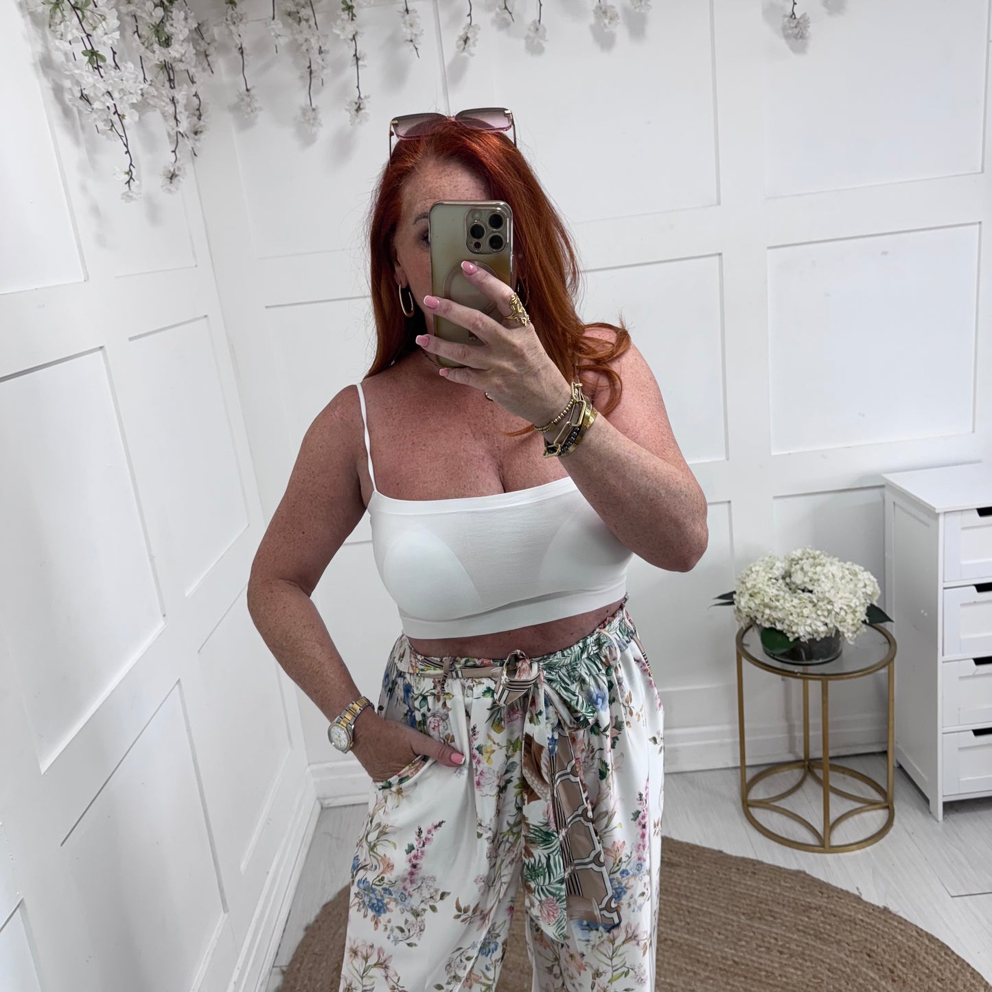 Belinda: White strappy bralette. One size 8-16