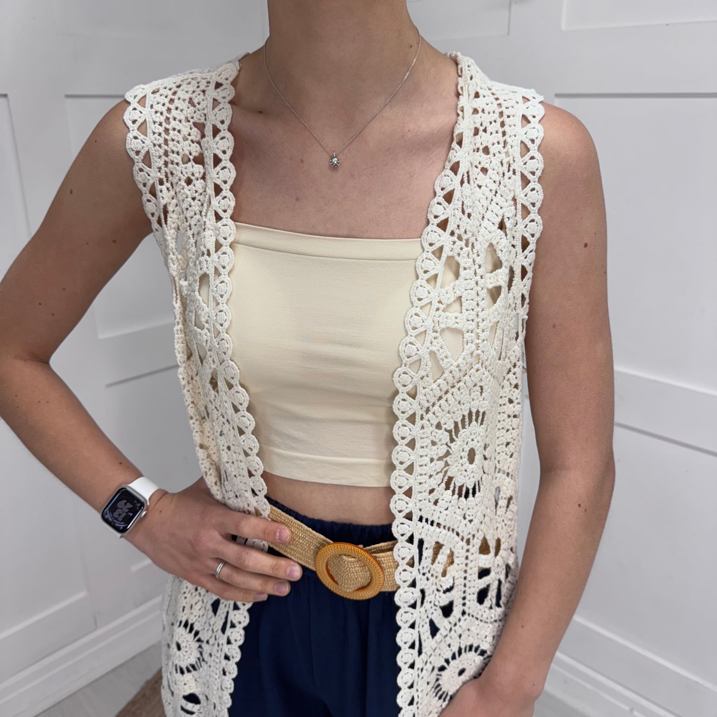 Belinda: Cream strappy bralette. One size 8-16
