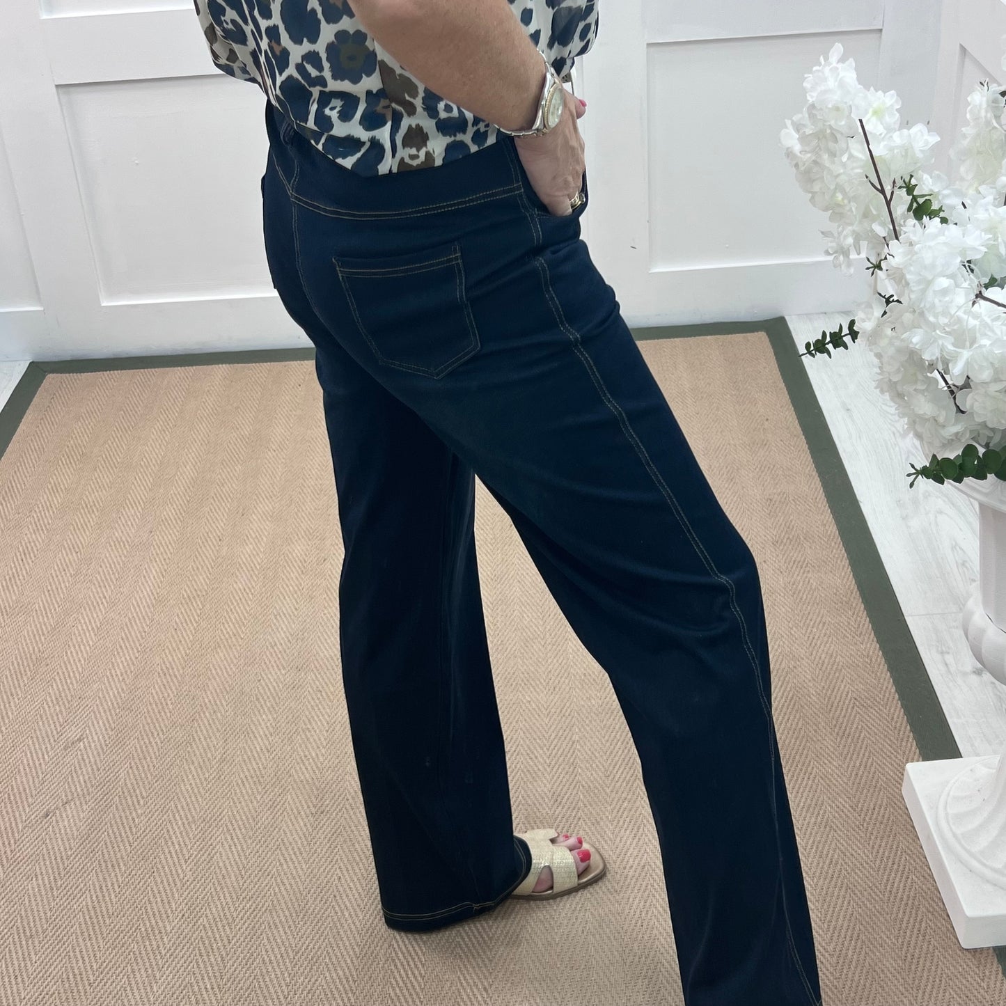 JoJo: Blue stretchy jeans style trousers. 4 Sizes
