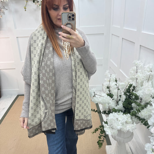 Elodie: Beige & cream designer inspired scarf