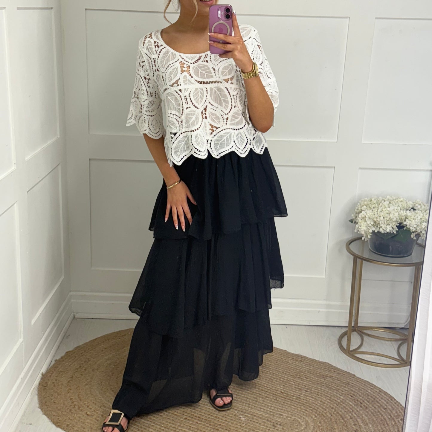 Fliss: Black cotton rara skirt. One size: 12-24