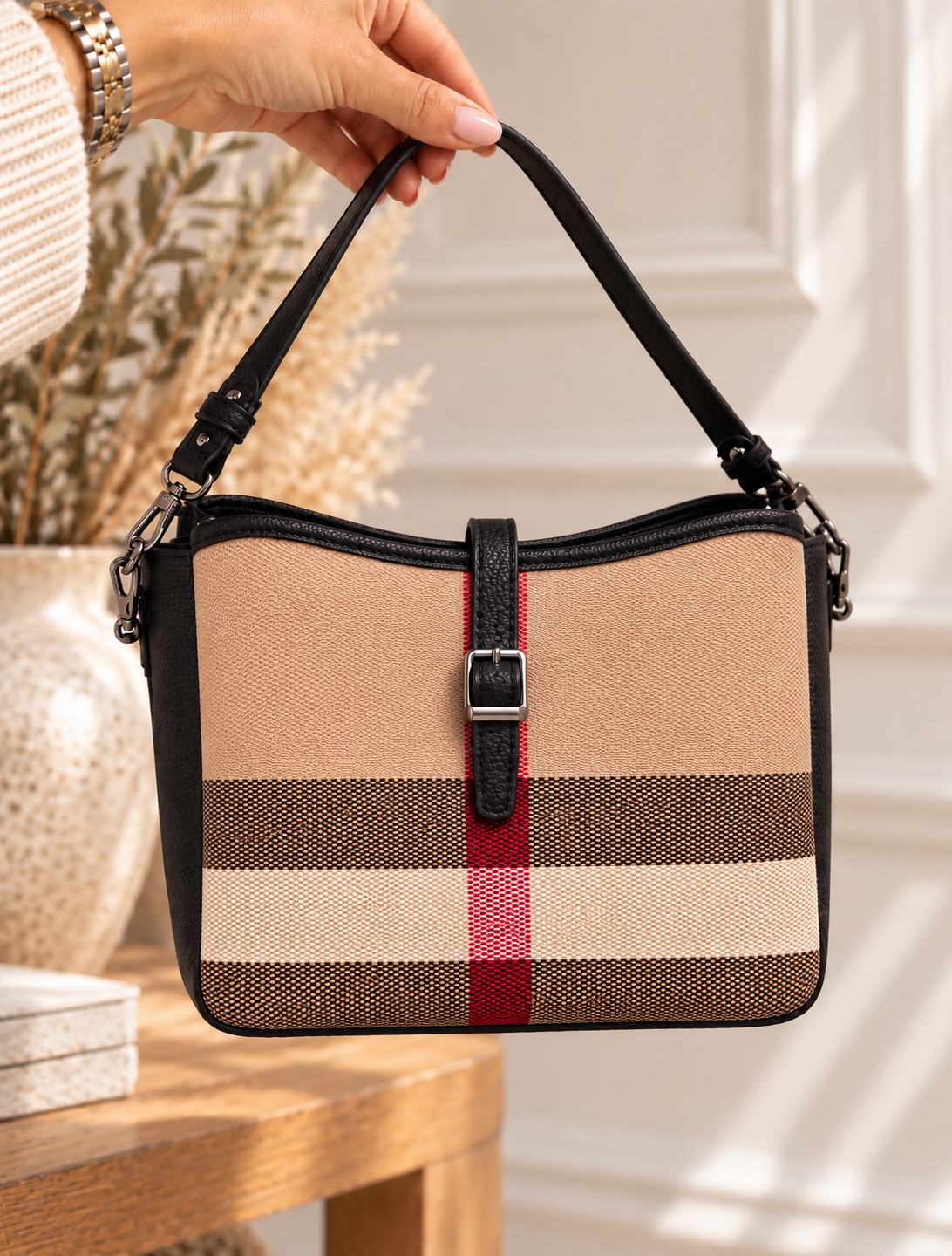 Mayfair: Designer inspired check handbag