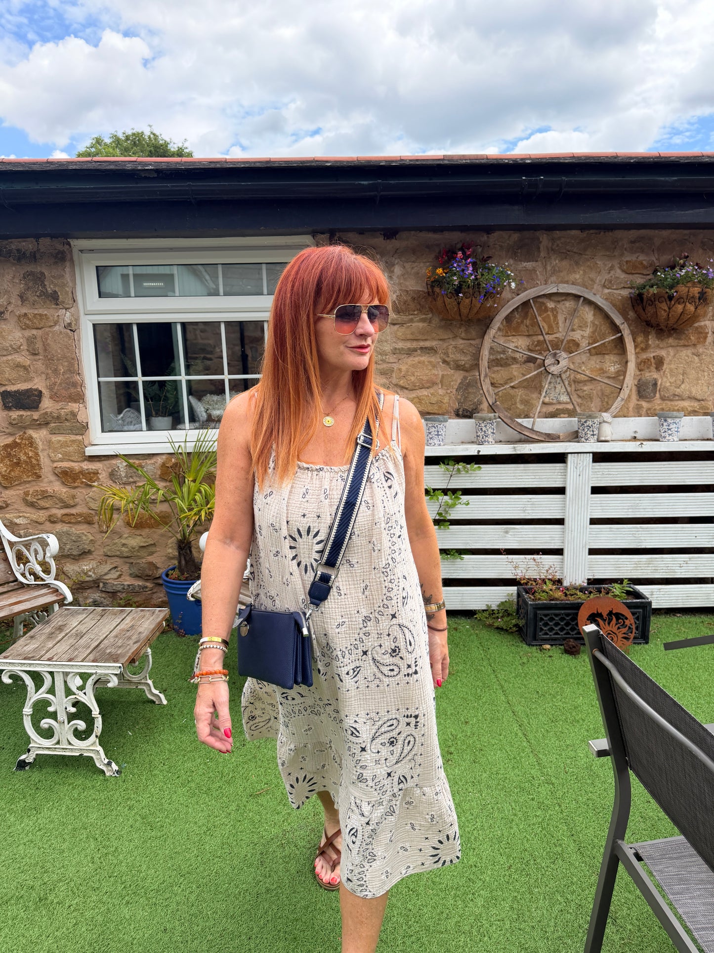 Purdy: Paisley print midi dress. One size: 12-18. 3 colours