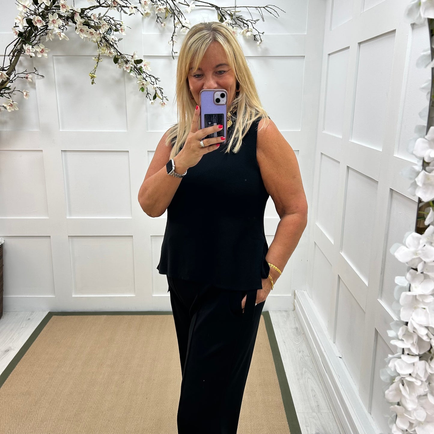 Harlo: Black knit long tie top. One size: 12-18
