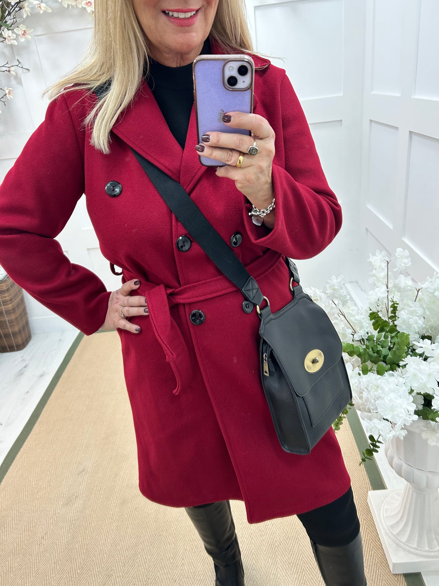 Camille: Burgundy trench coat . One size 10-16