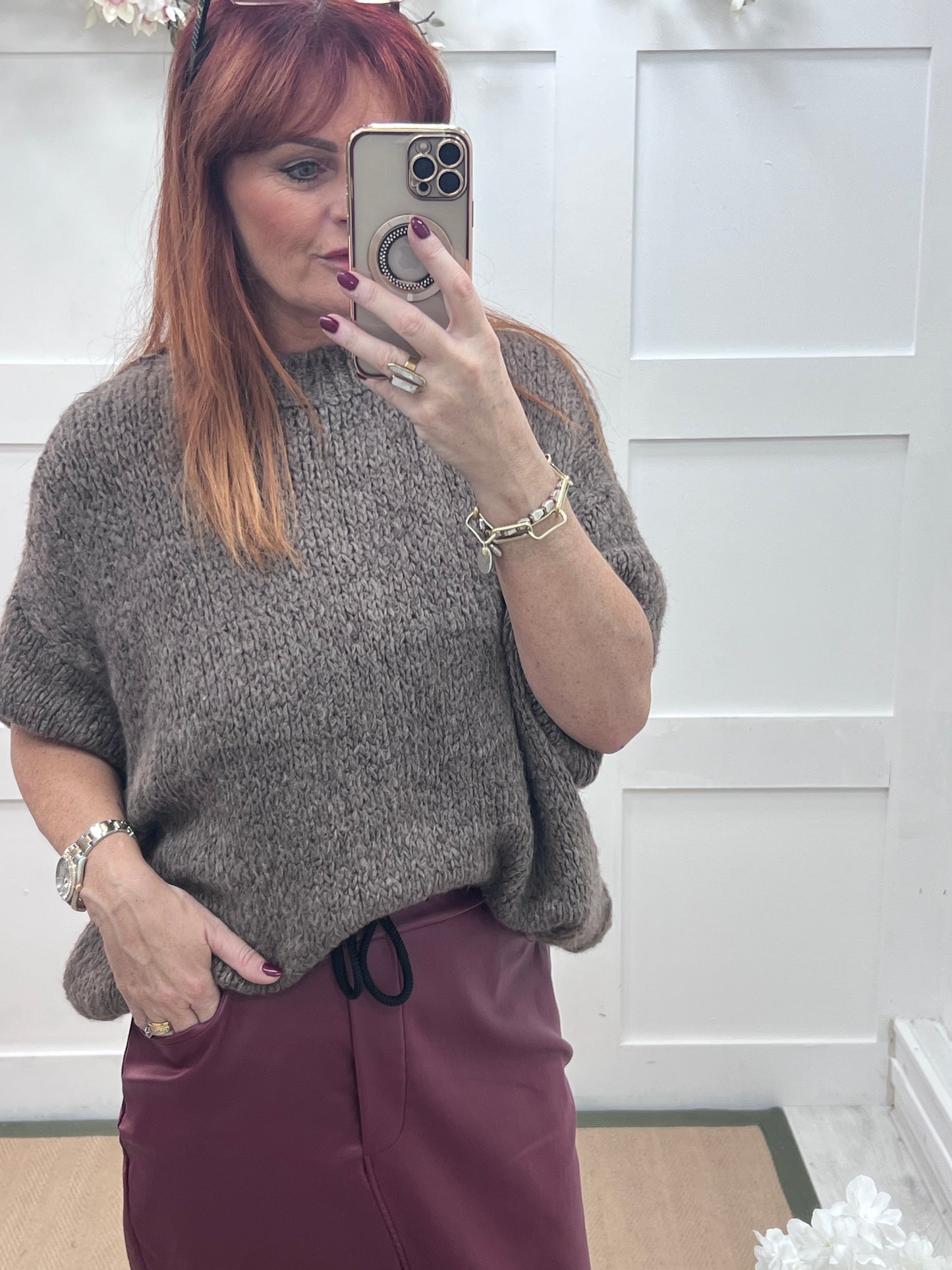 Emma: Mocha slouchy jumper. One size 12-18/20