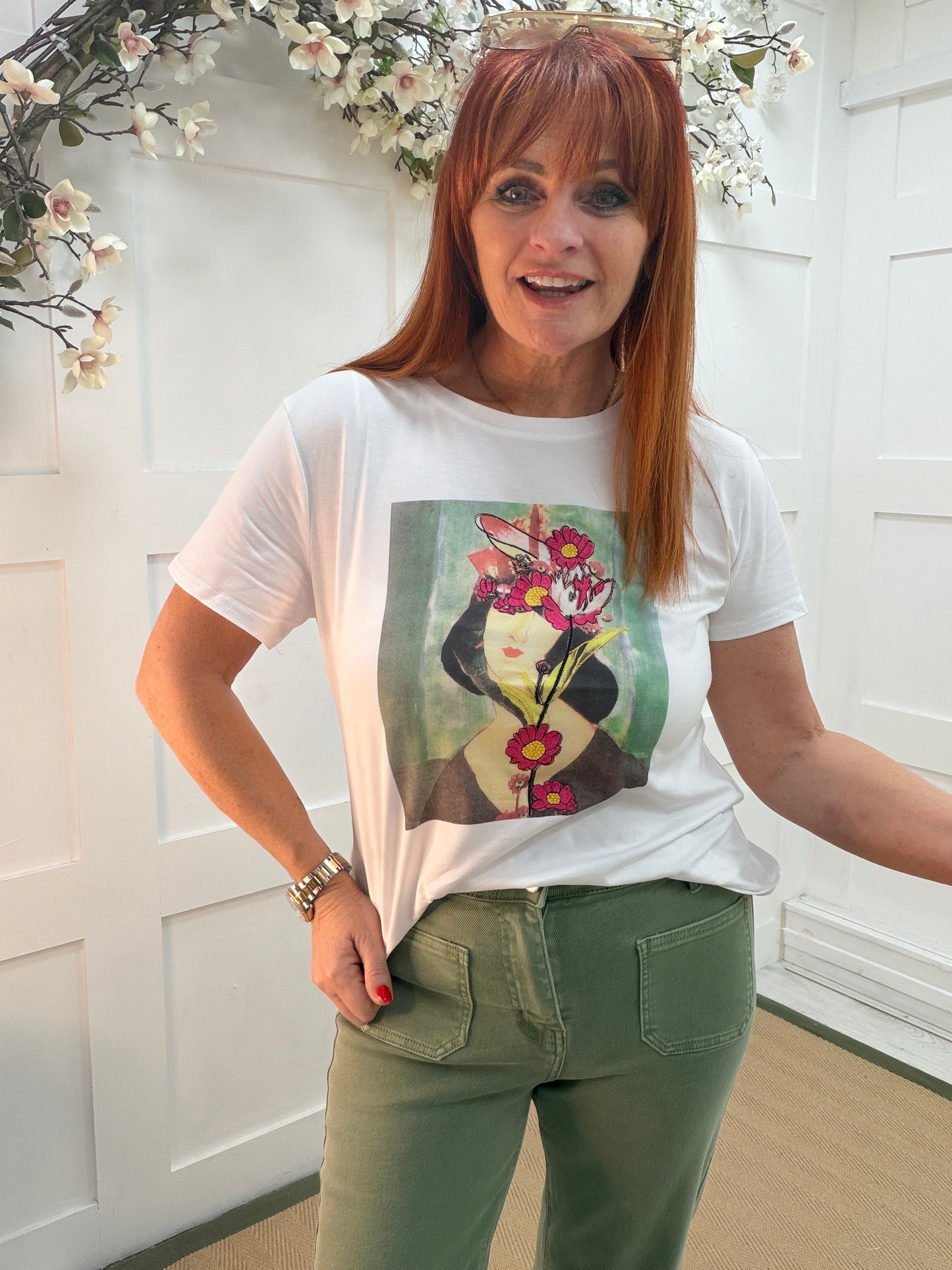 Anna: Embroidered graphic girl T shirt. 3 sizes.