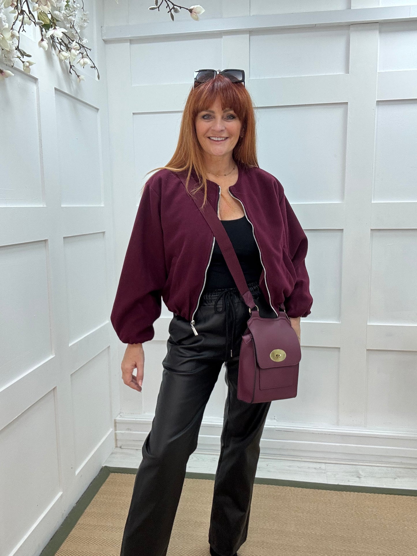 Sasha: Burgundy cross body satchel bag