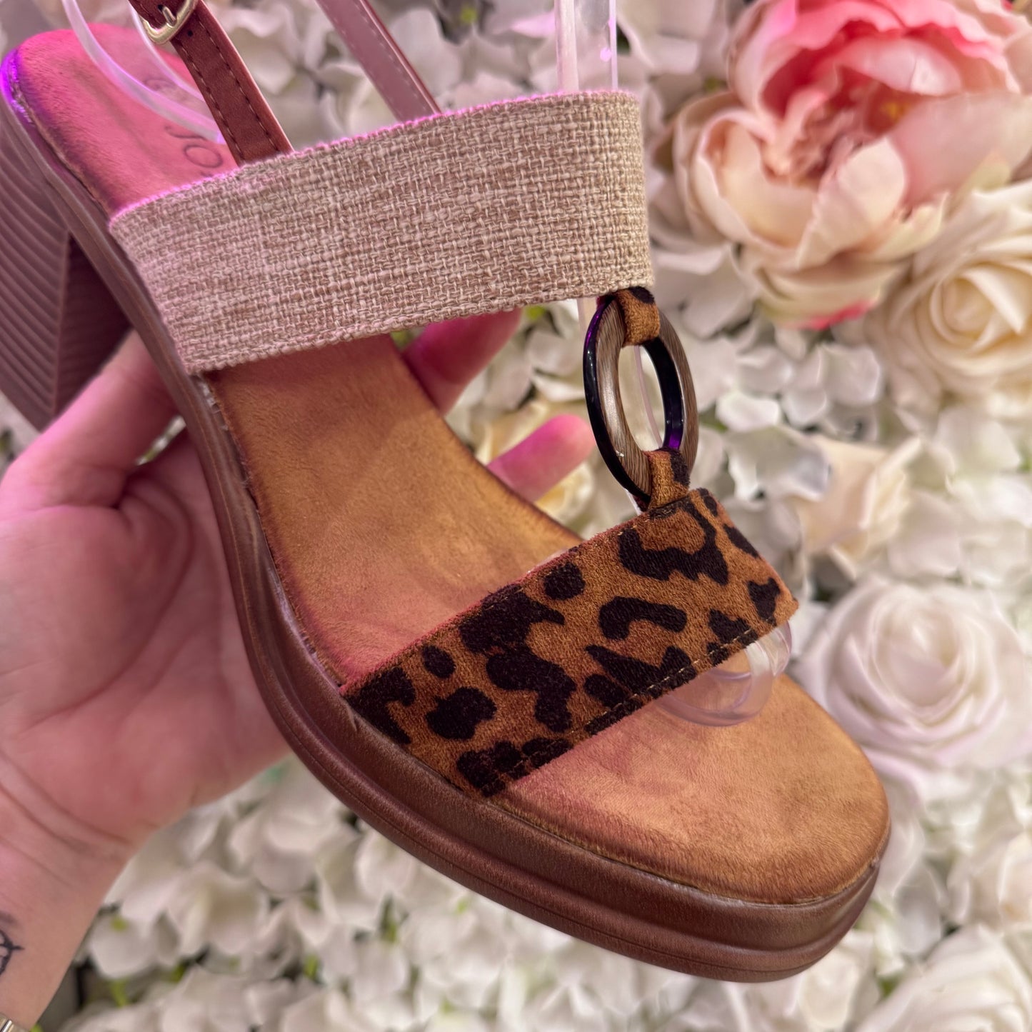 Bindi: Leopard print double strap sandals: Sizes: 3-8