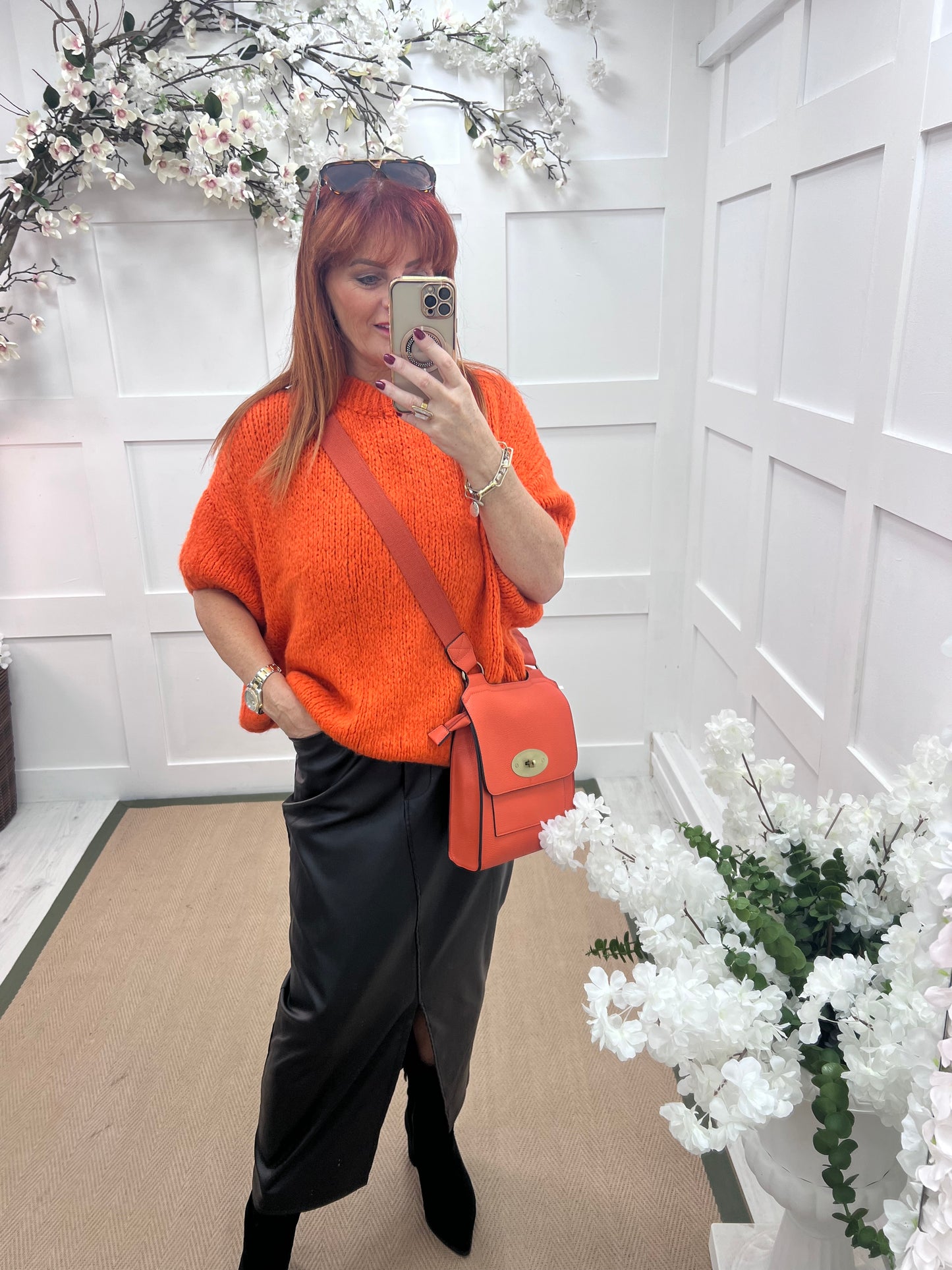 Emma: Orange slouchy jumper. One size 12-18/20