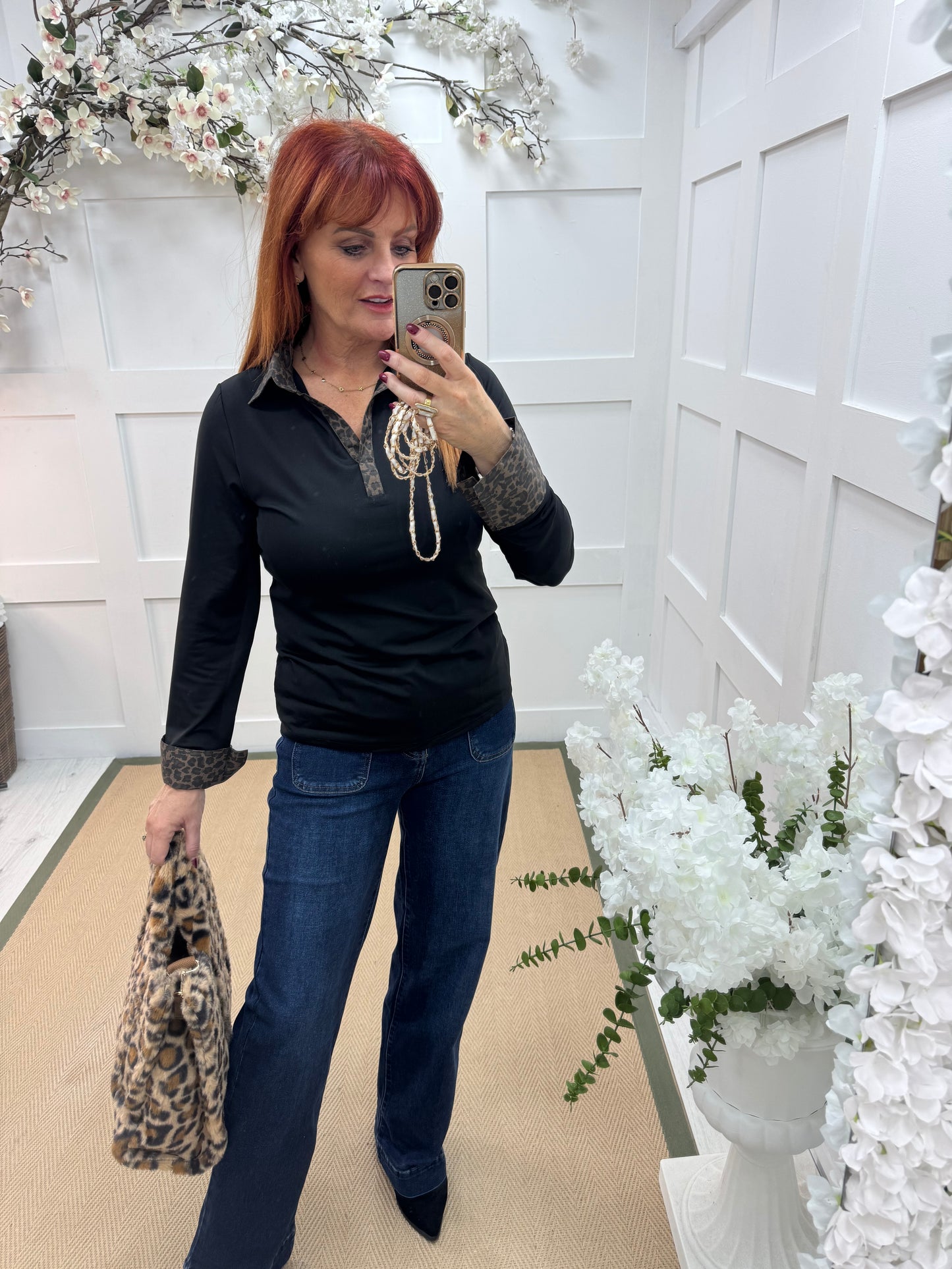 Layla: Leopard & black cotton layering shirt. 4 sizes