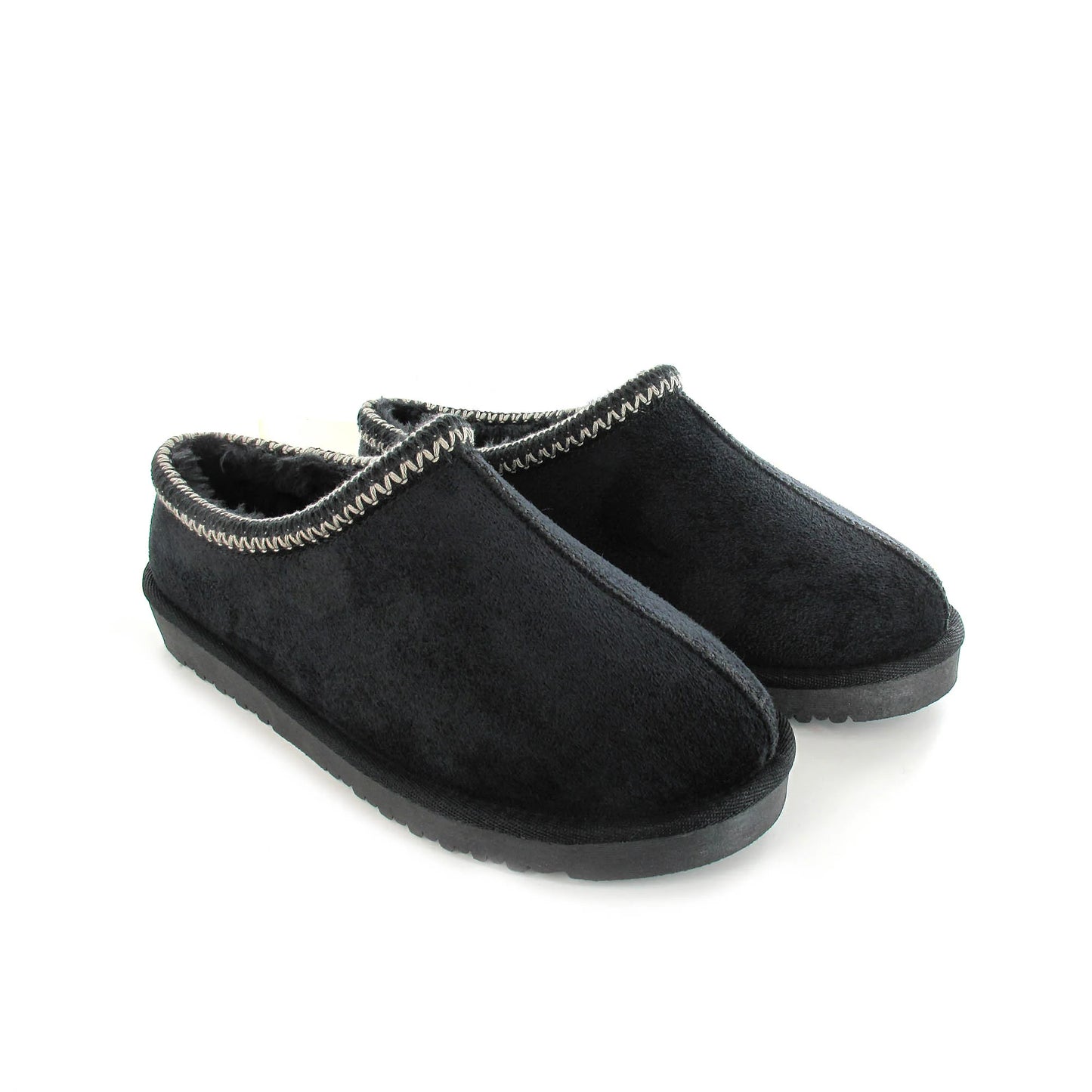 Tara: Black embroidered mule slippers. Sizes: 3-8