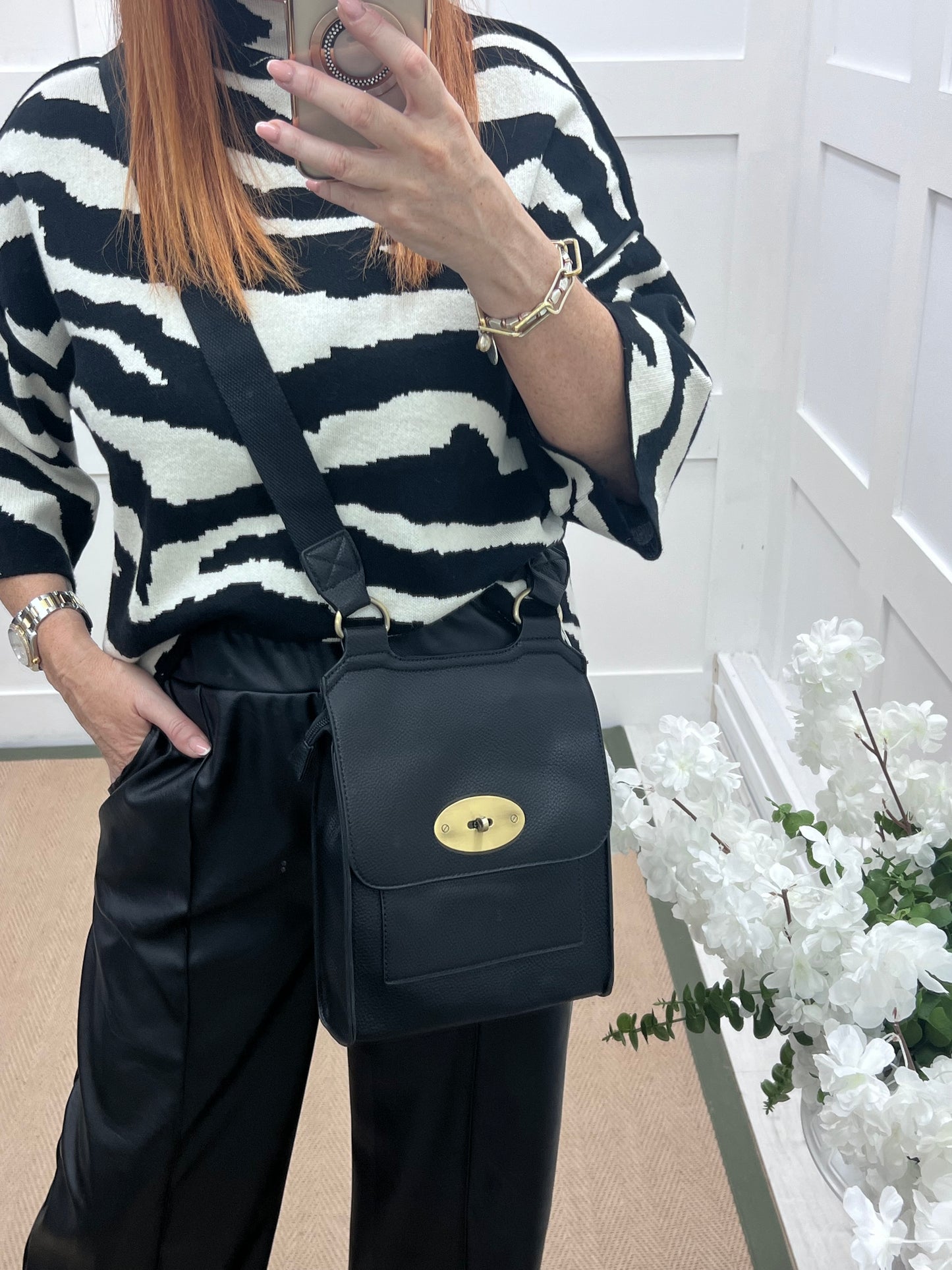 Sasha: Black cross body satchel bag