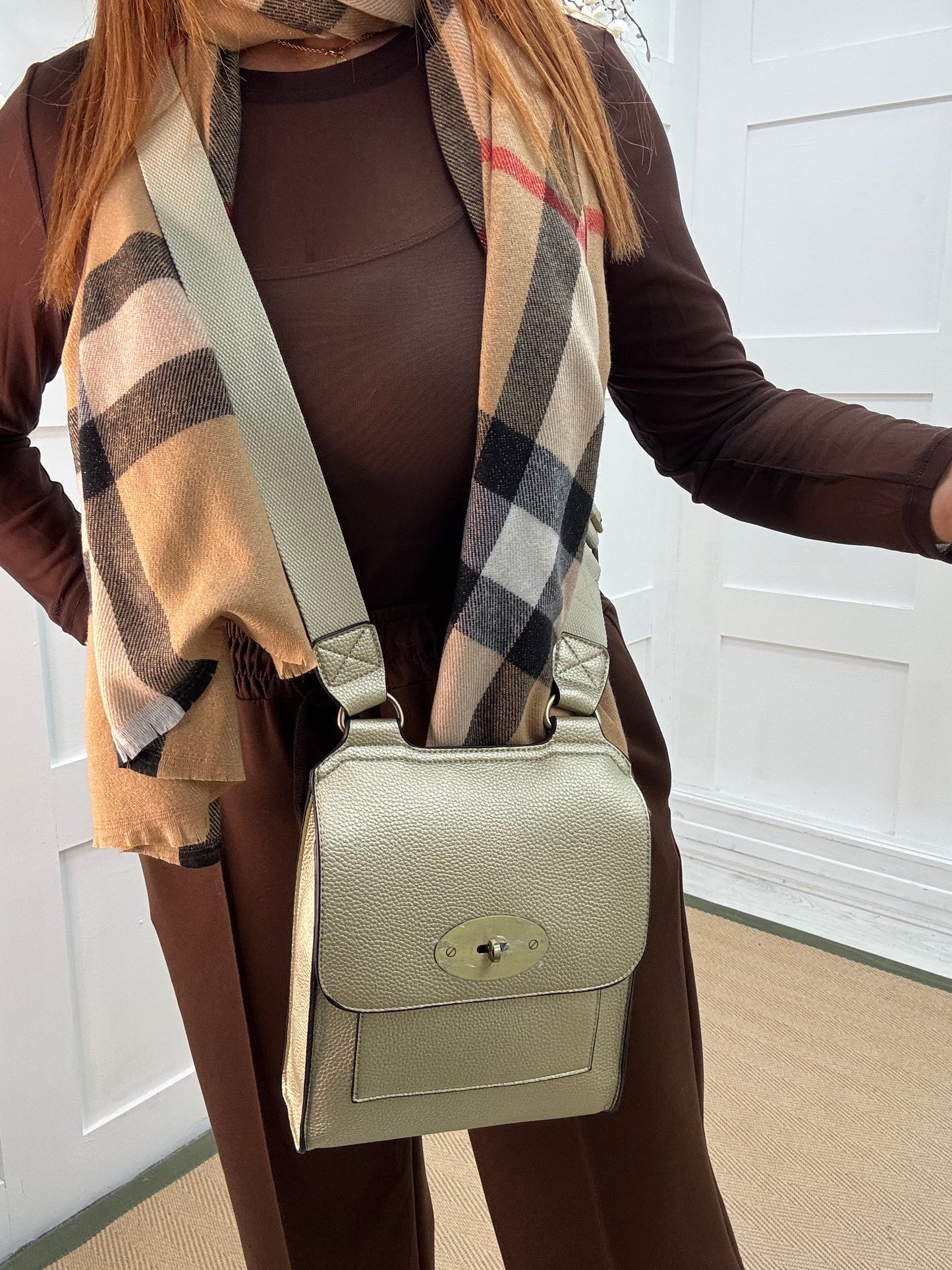 Sasha: Gold cross body satchel bag