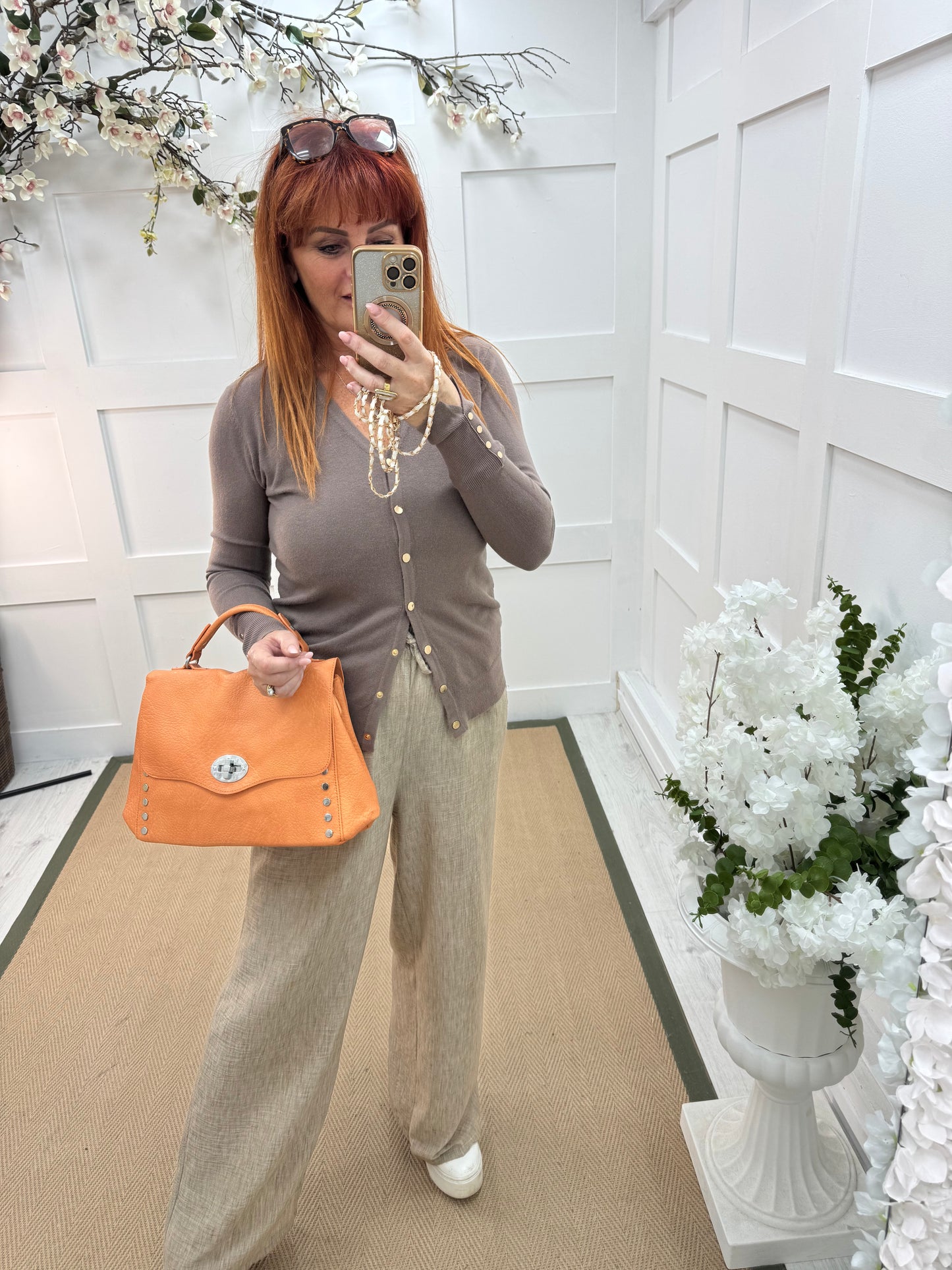 Flora: Large orange studded grab bag