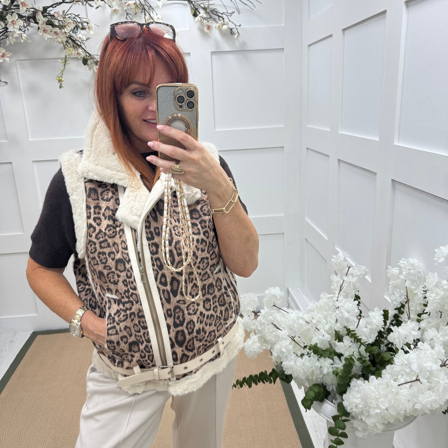 Milly: Leopard print faux fur gilet. 2 sizes