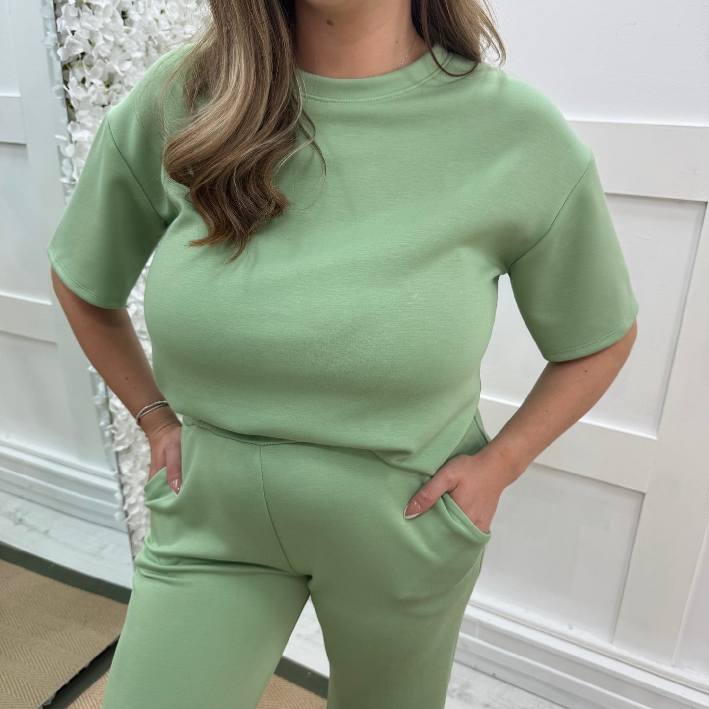Piper: Green loungewear set. One size: 8-16