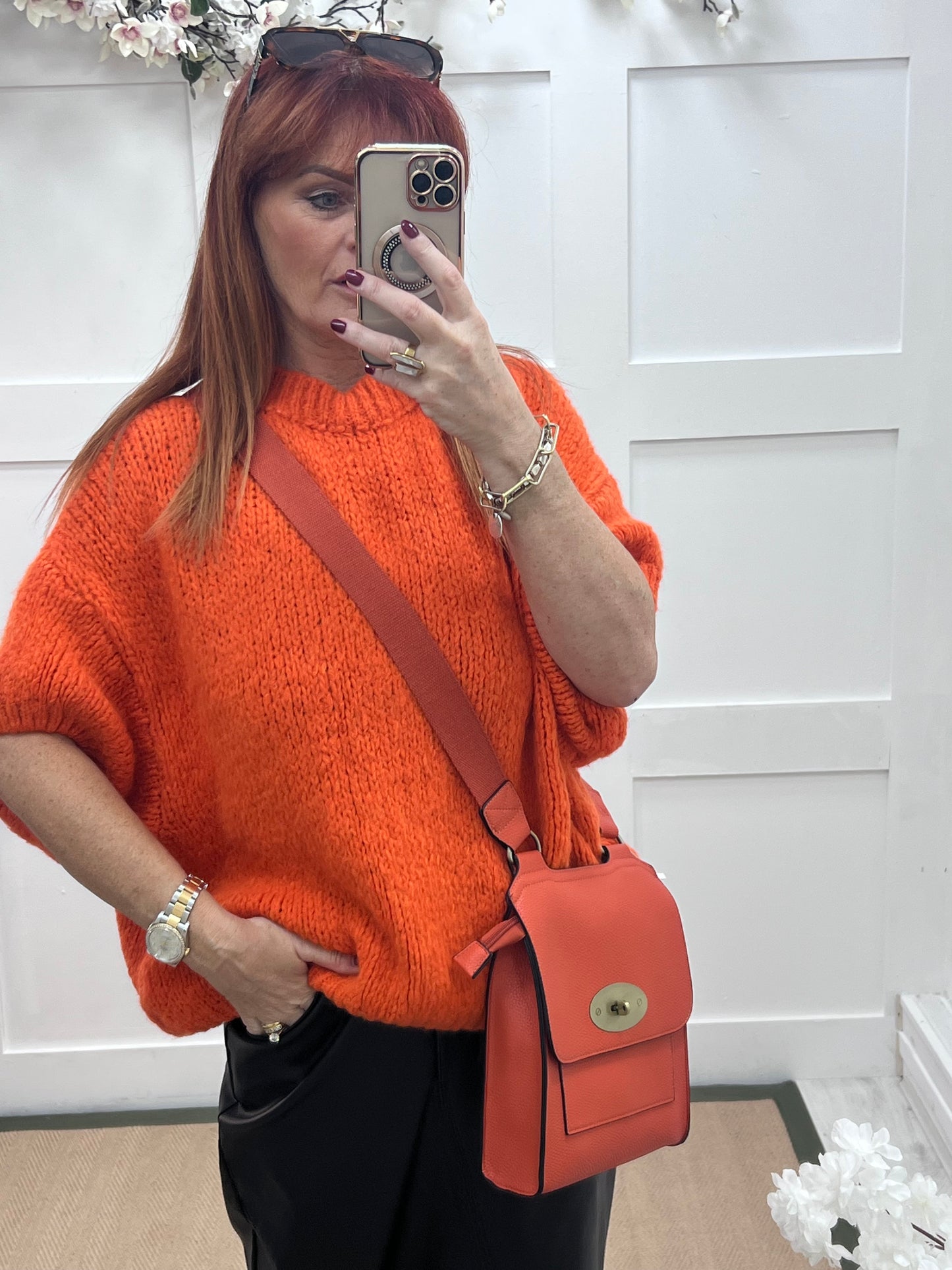 Emma: Orange slouchy jumper. One size 12-18/20