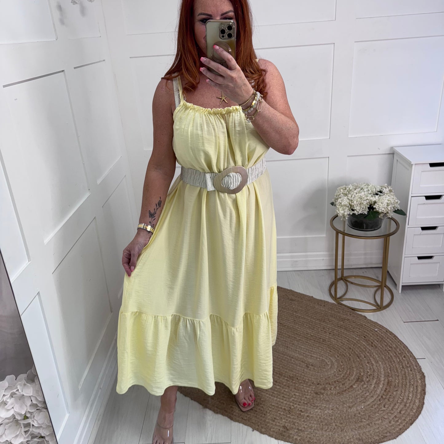 Darcie: Lemon green strappy maxi dress. One size 14-22