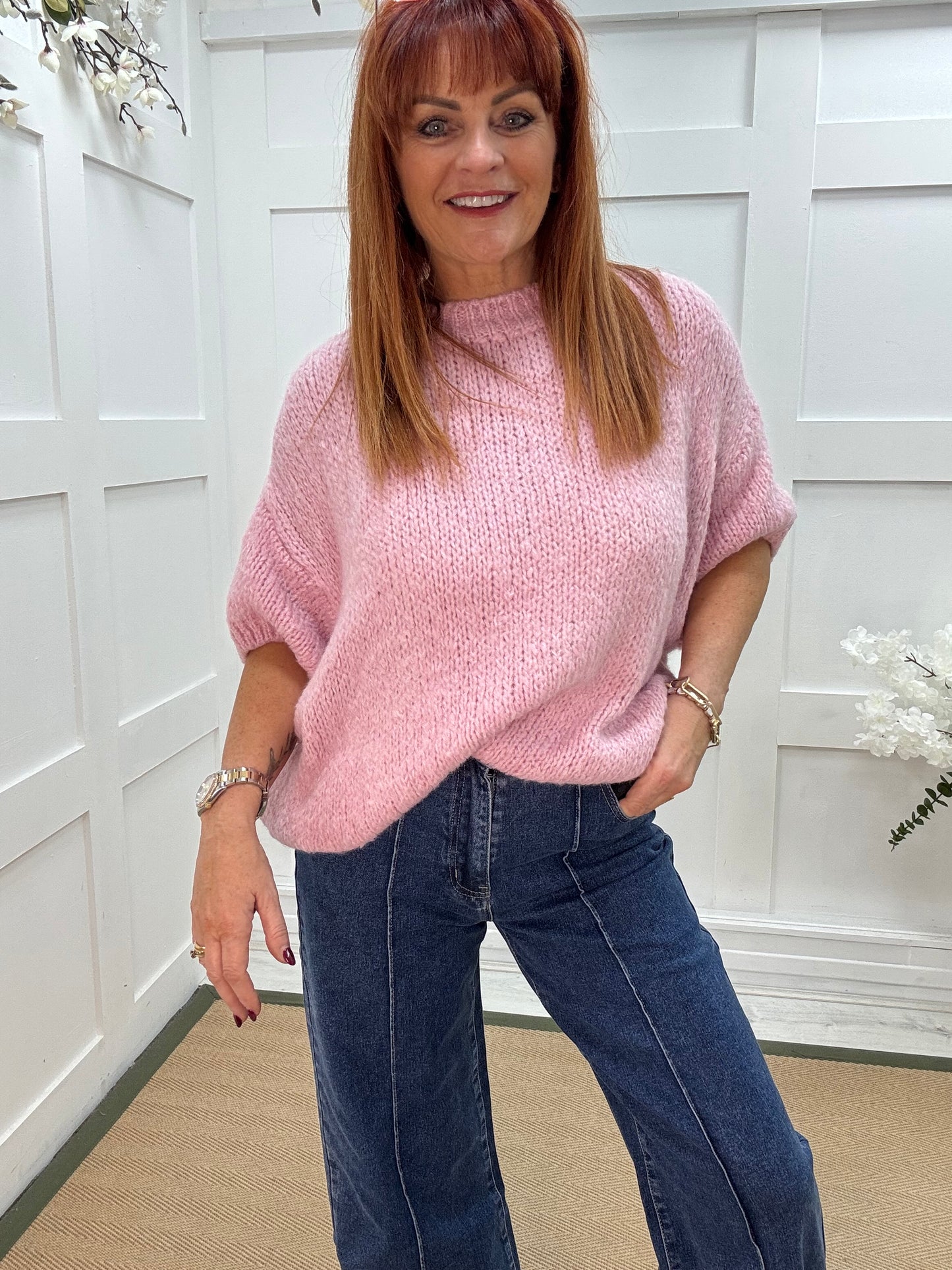 Emma: Bubblegum pink slouchy jumper. One size 12-18/20