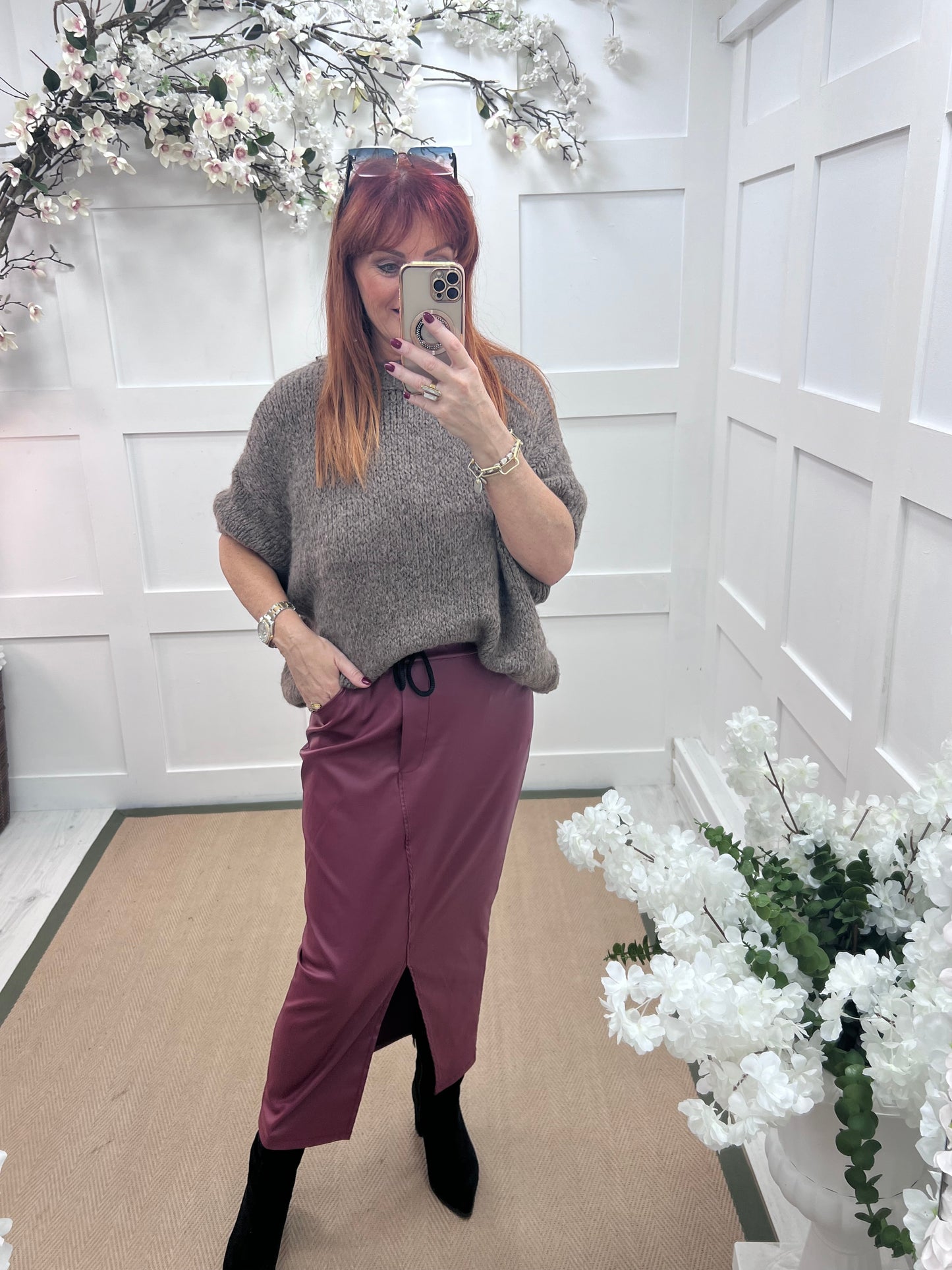Emma: Mocha slouchy jumper. One size 12-18/20