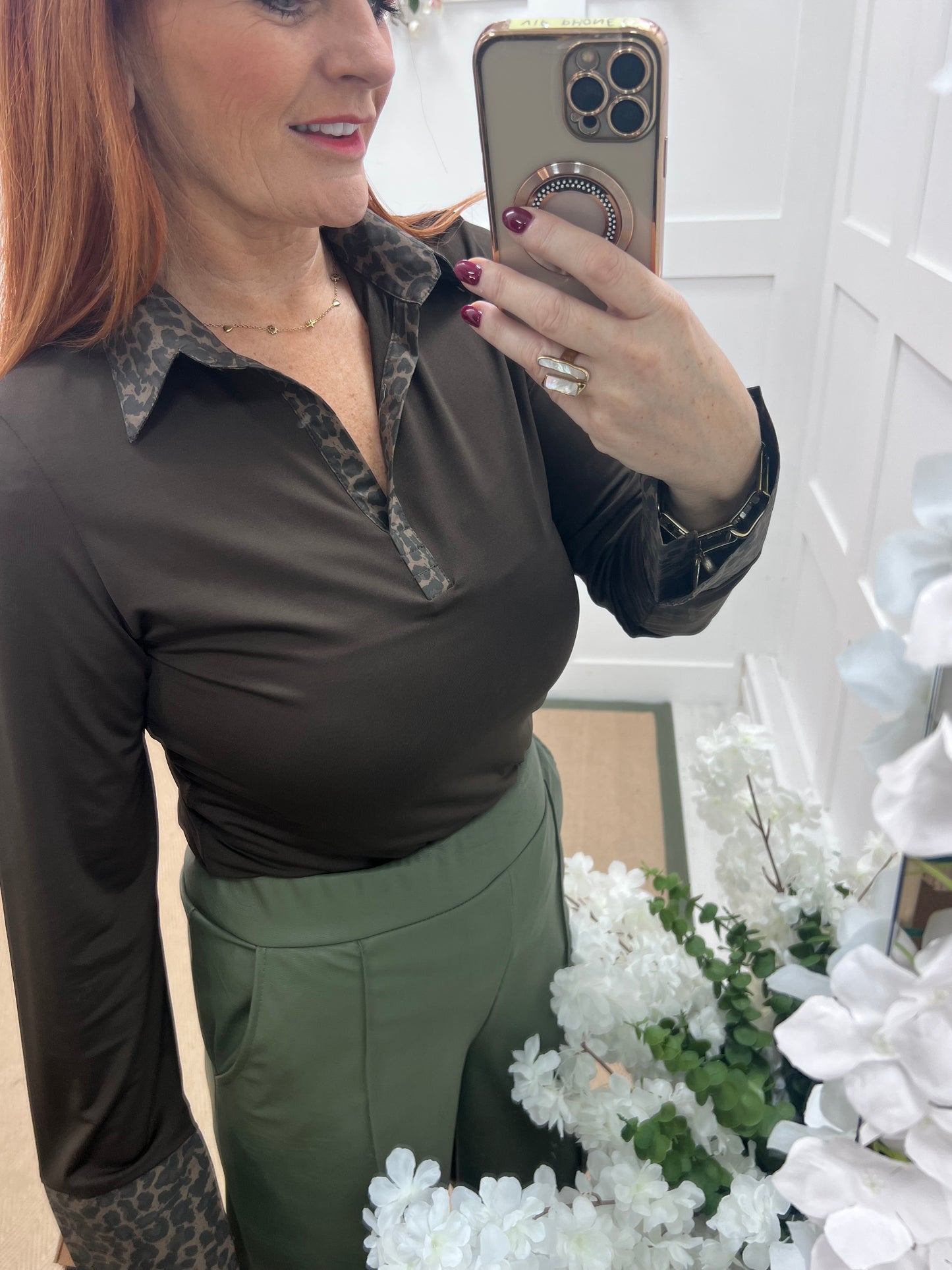 Layla: Leopard & brown cotton layering shirt. 4 sizes