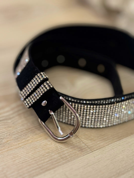 Dina: Silver diamanté thin belt. One size: 8-16
