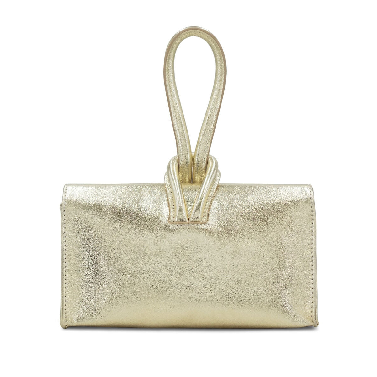 Alexis: Gold leather loop handle cross body/clutch bag.